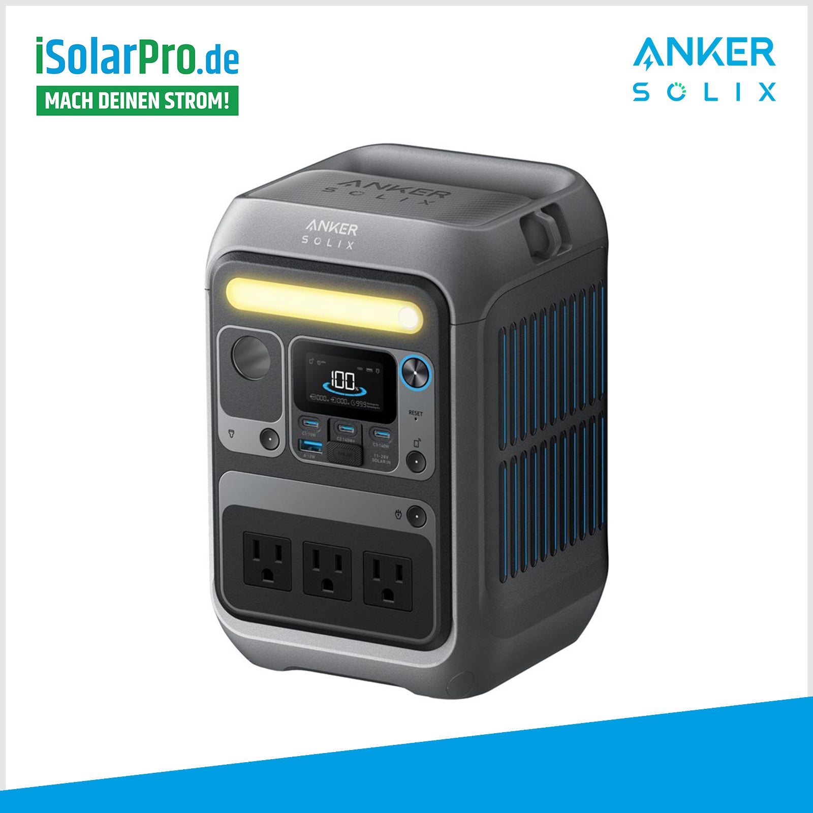 288Wh | 600W Anker SOLIX C300X AC Tragbare Powerstation