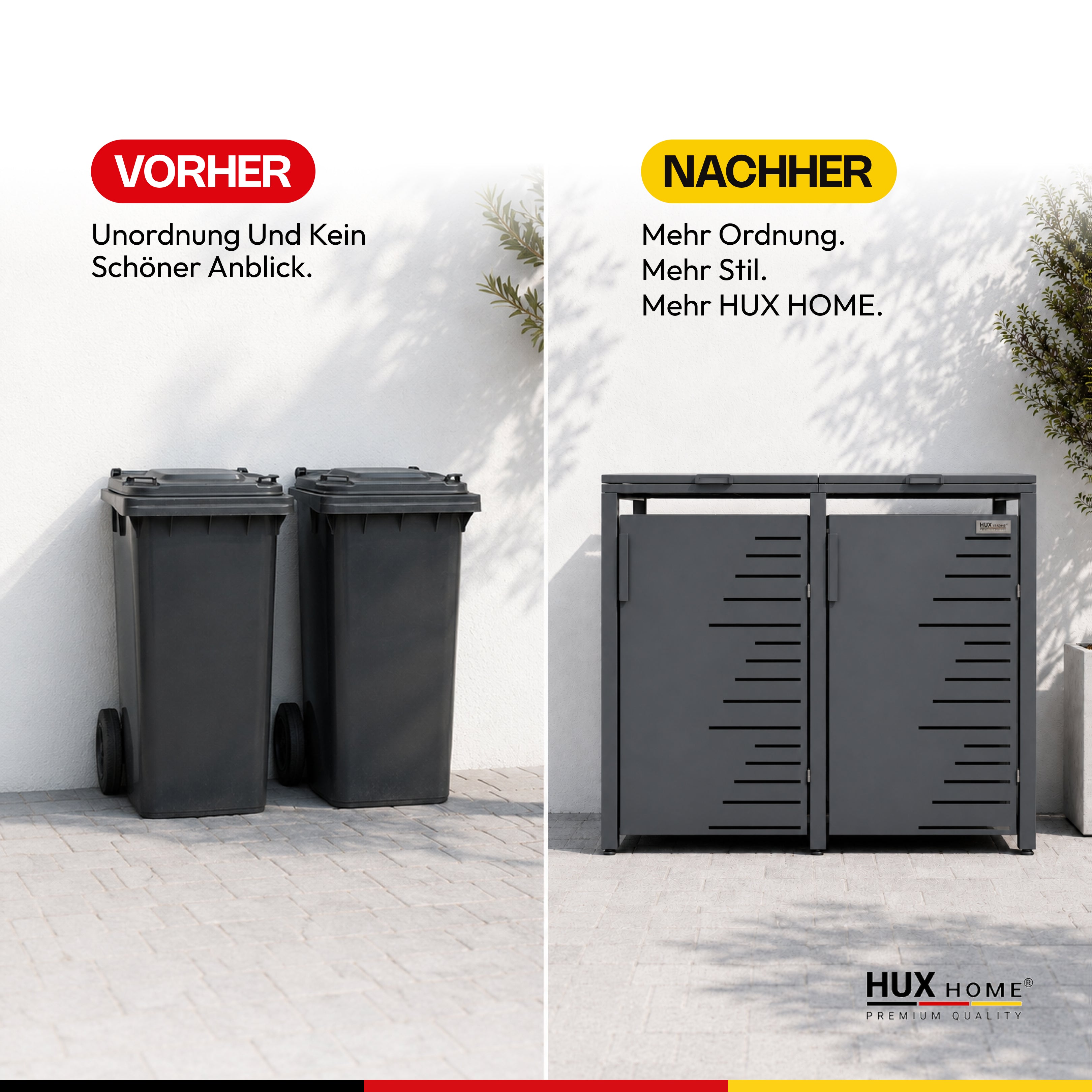 HUX-HOME® Köln Mülltonnenbox / Mülltonnenverkleidung für 240L Tonnen