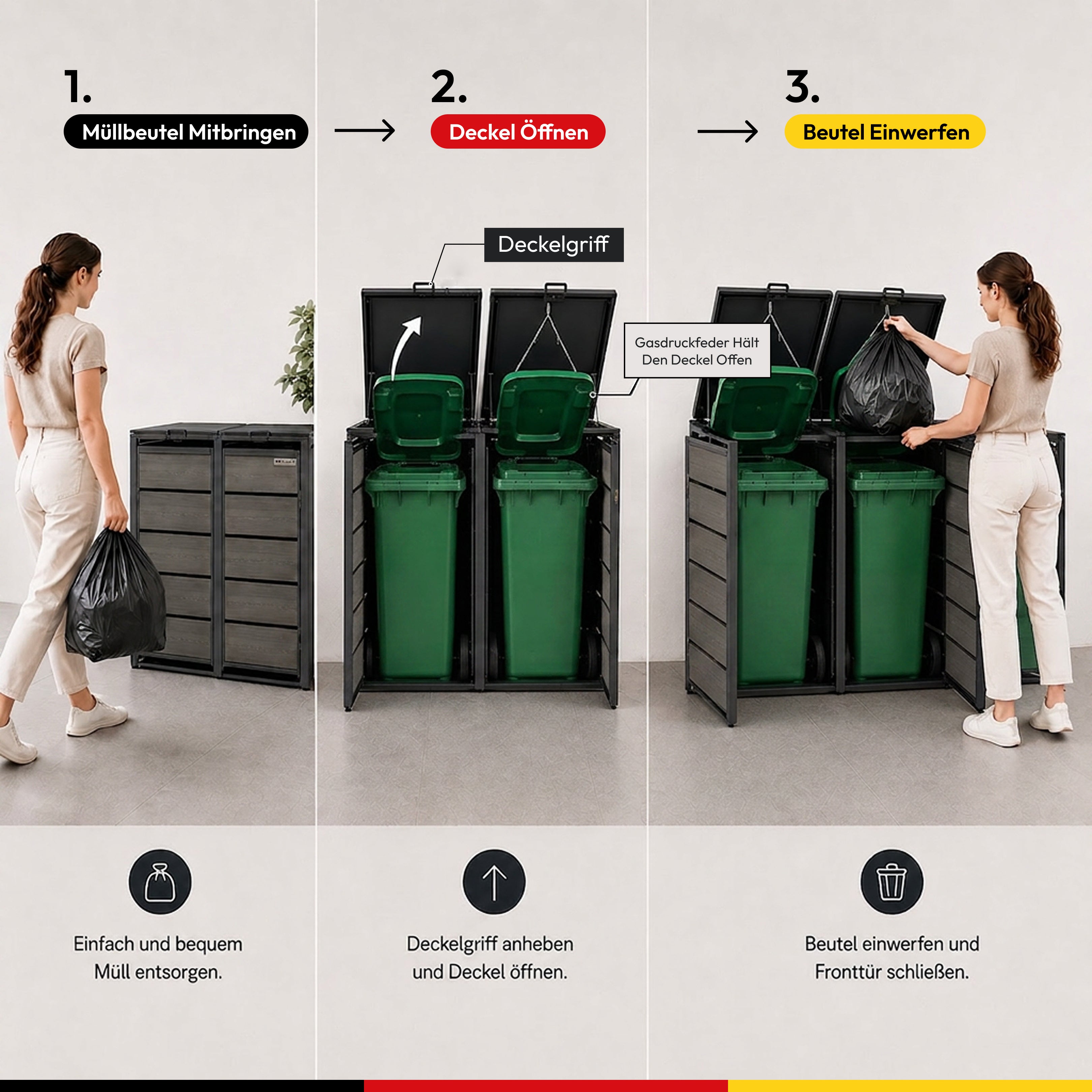HUX-HOME® Düsseldorf Mülltonnenbox / Mülltonnenverkleidung für 240L Tonnen