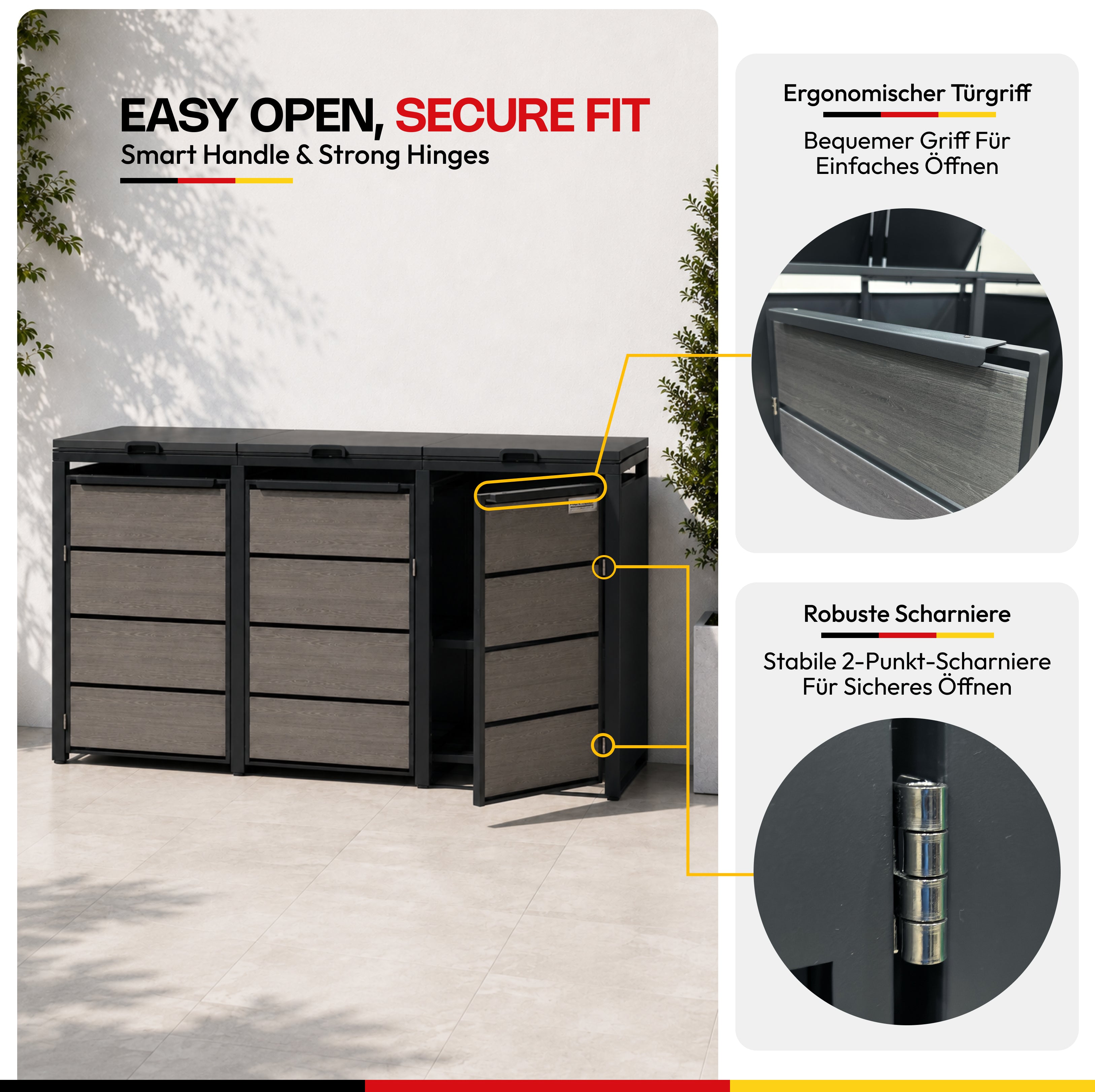 HUX-HOME® Düsseldorf Mülltonnenbox / Mülltonnenverkleidung für 240L Tonnen
