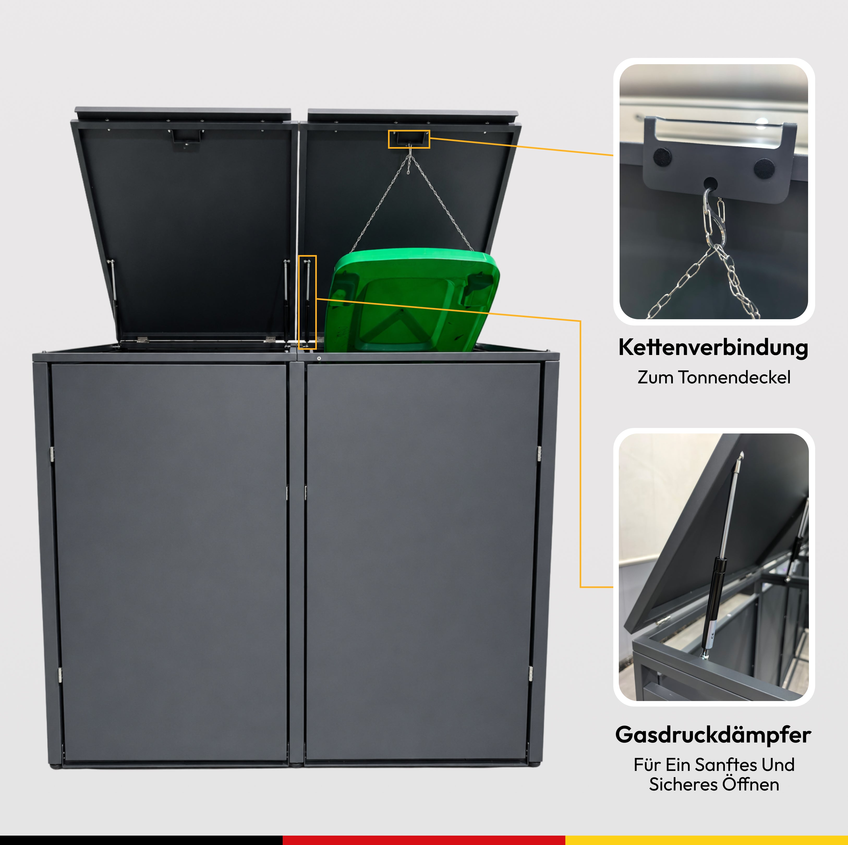 HUX-HOME® Berlin Mülltonnenbox / Mülltonnenverkleidung für 240L Tonnen