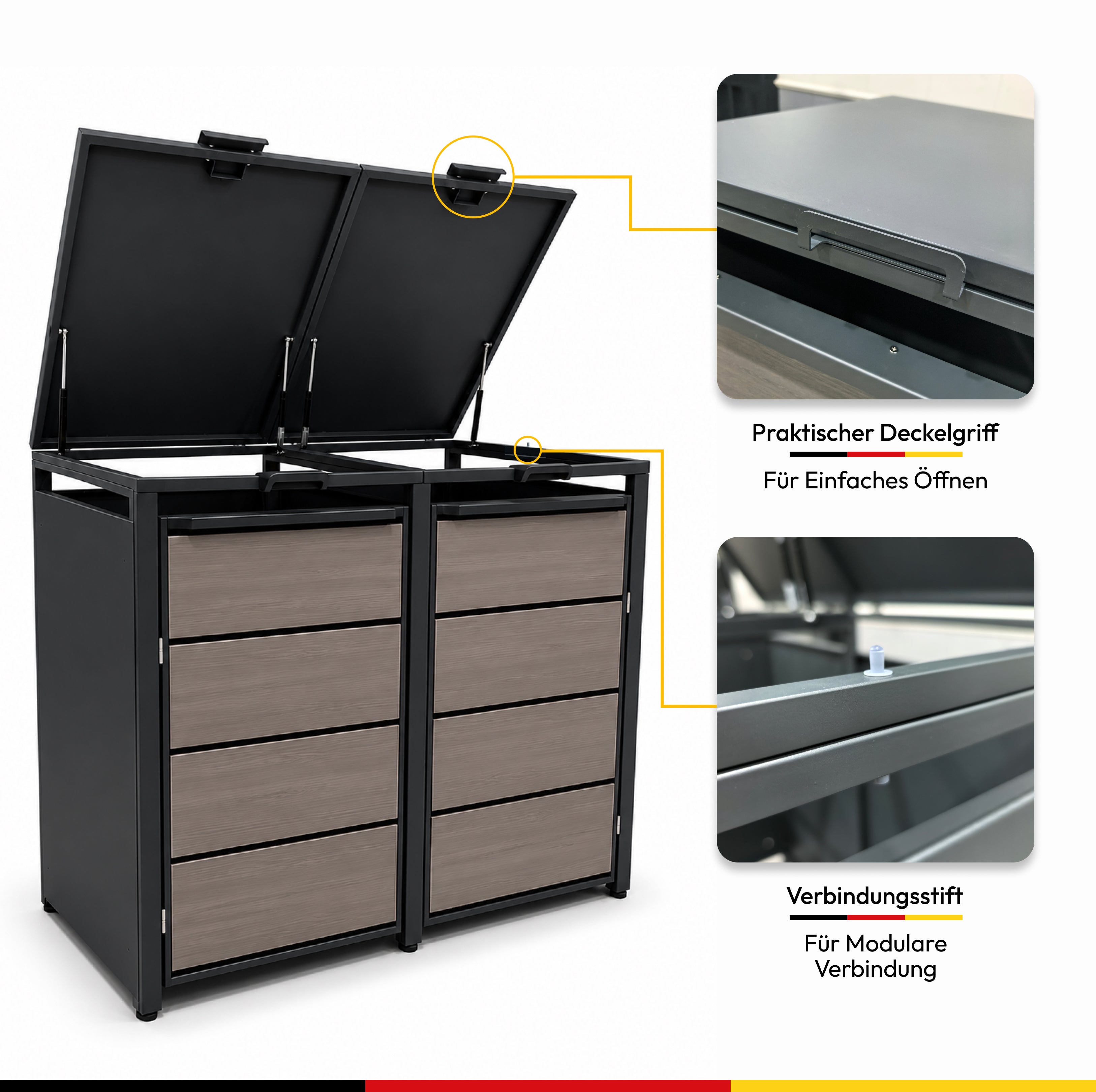 HUX-HOME® Düsseldorf Mülltonnenbox / Mülltonnenverkleidung für 240L Tonnen
