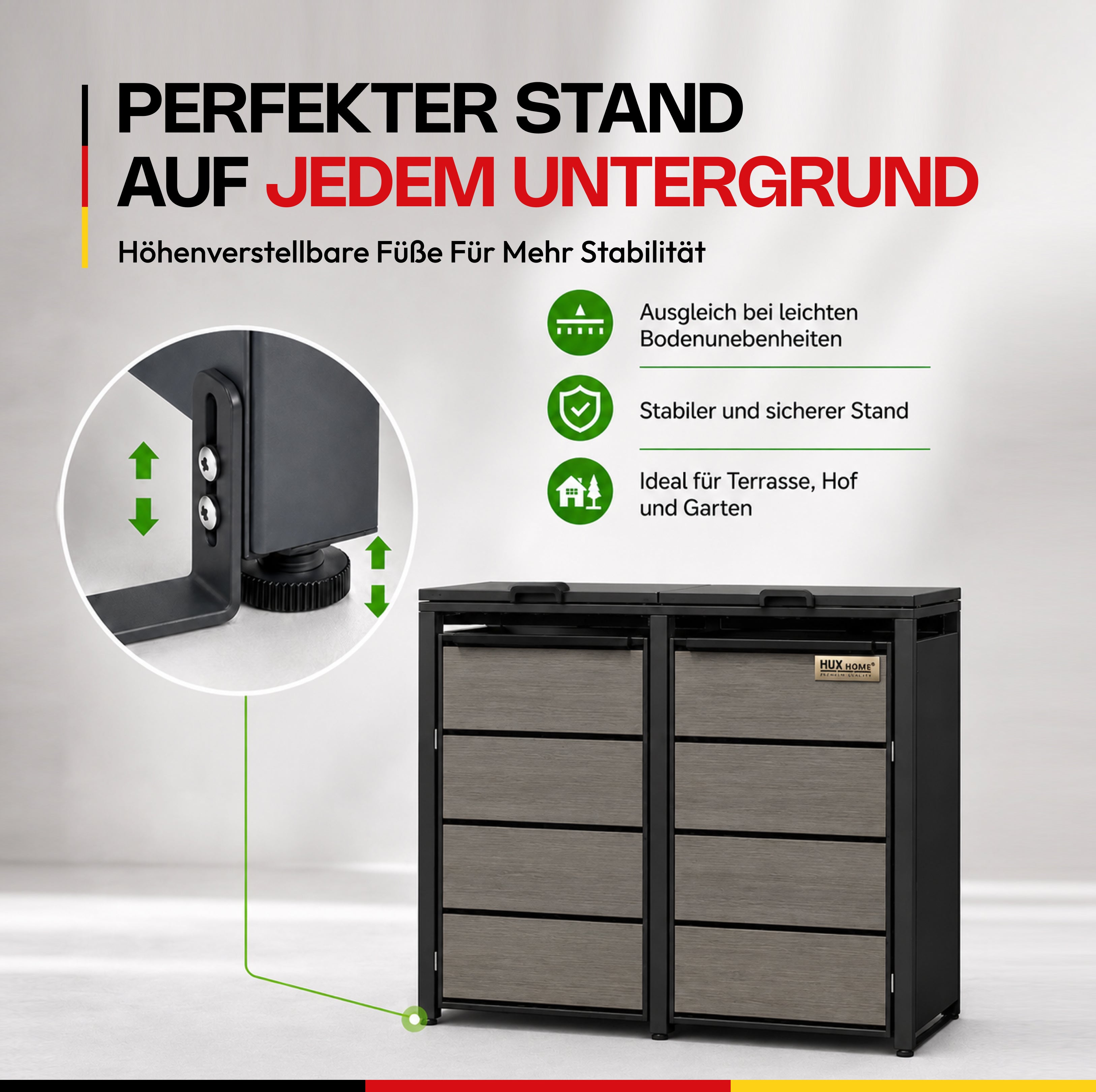 HUX-HOME® Düsseldorf Mülltonnenbox / Mülltonnenverkleidung für 240L Tonnen