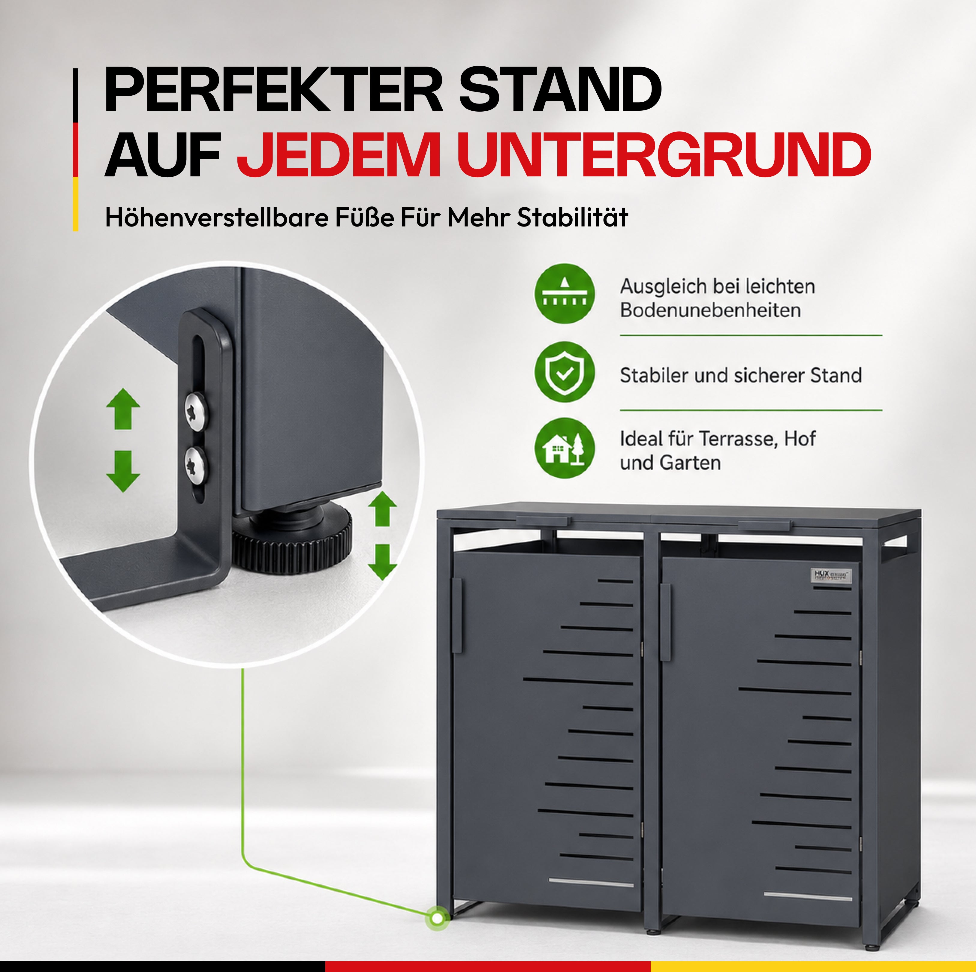 HUX-HOME® Köln Mülltonnenbox / Mülltonnenverkleidung für 240L Tonnen