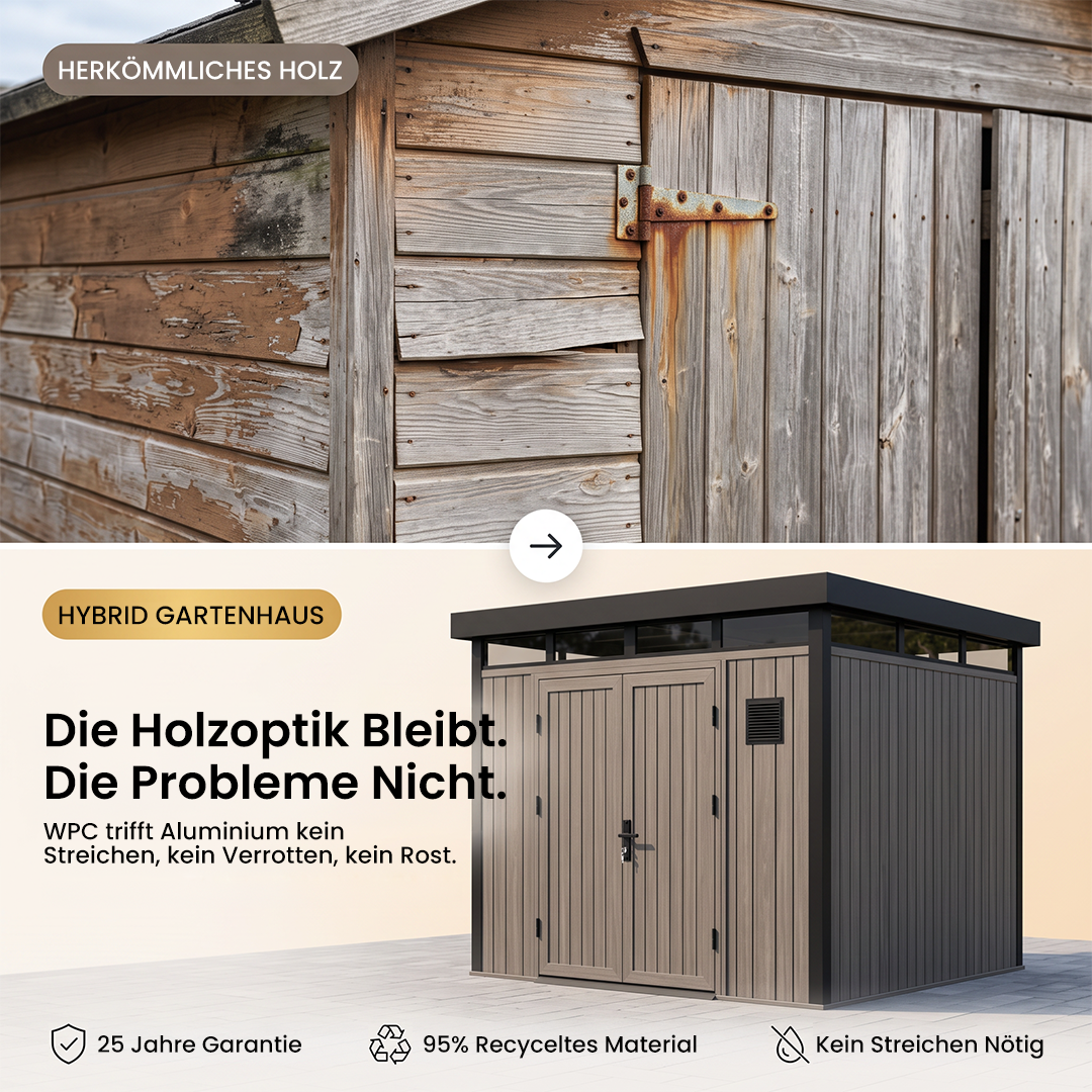 HUX-HOME® Gartenhaus Bremen WPC Aluminium Holz