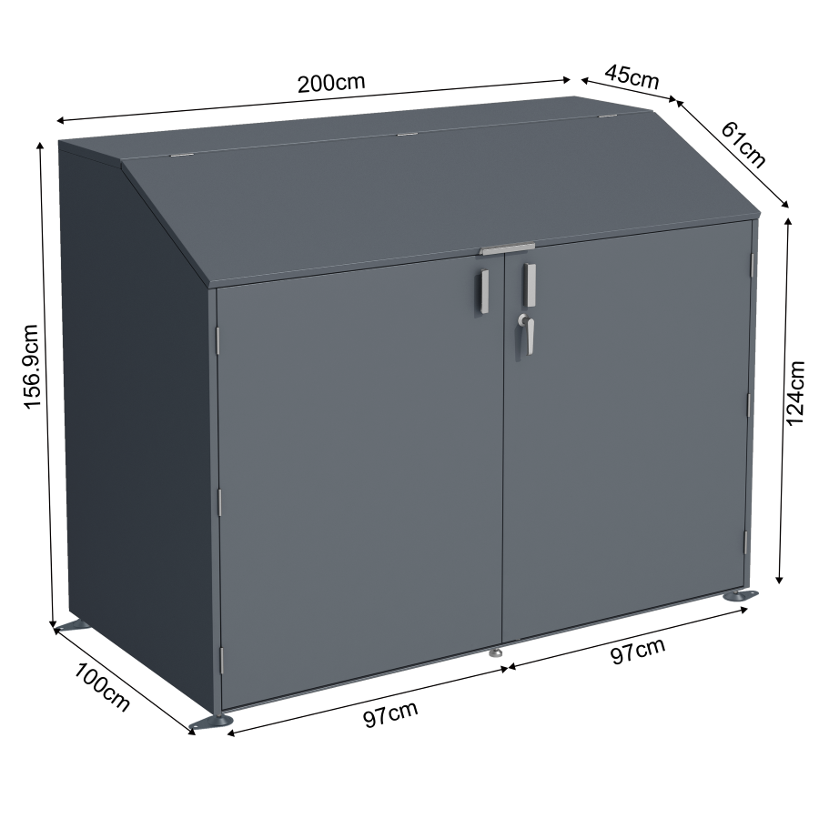 HUX-HOME® Fahrradgarage für bis zu 4 Fahrräder Premium Fahrradbox aus verzinktem Stahl | separater Stauraum | abschließbar | wettergeschützt
