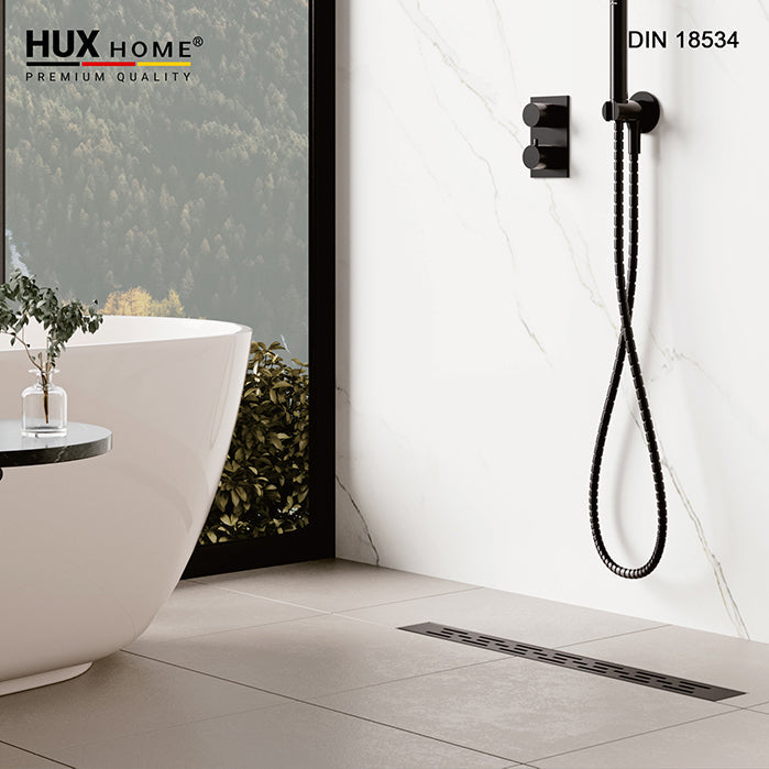 HUX HOME® PREMIUM Duschrinnencover/Abdeckung Stil 3-reihig geschlitzt 60-120 cm aus Edelstahl
