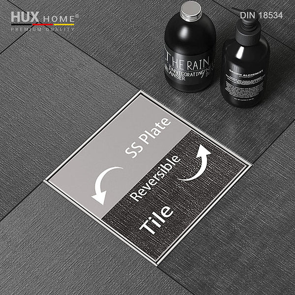 HUX-HOME® PREMIUM Q Duschrinne quadratisch 15 x 15 cm befliesbar / 3-reihig geschlitzt / 8-reihig gelocht aus Edelstahl nach DIN18534