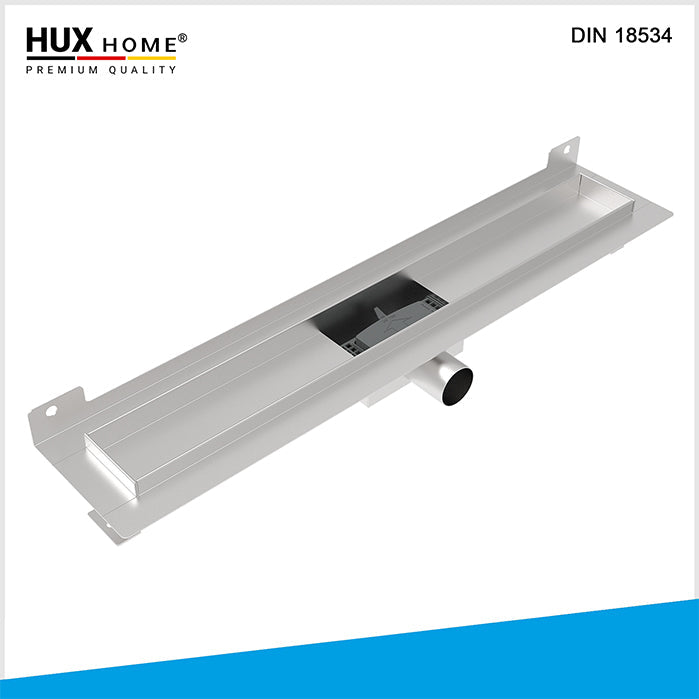 HUX HOME Duschrinne Moedel G Edelstahlkörper mit Wandflansch und Ablaufstutzen