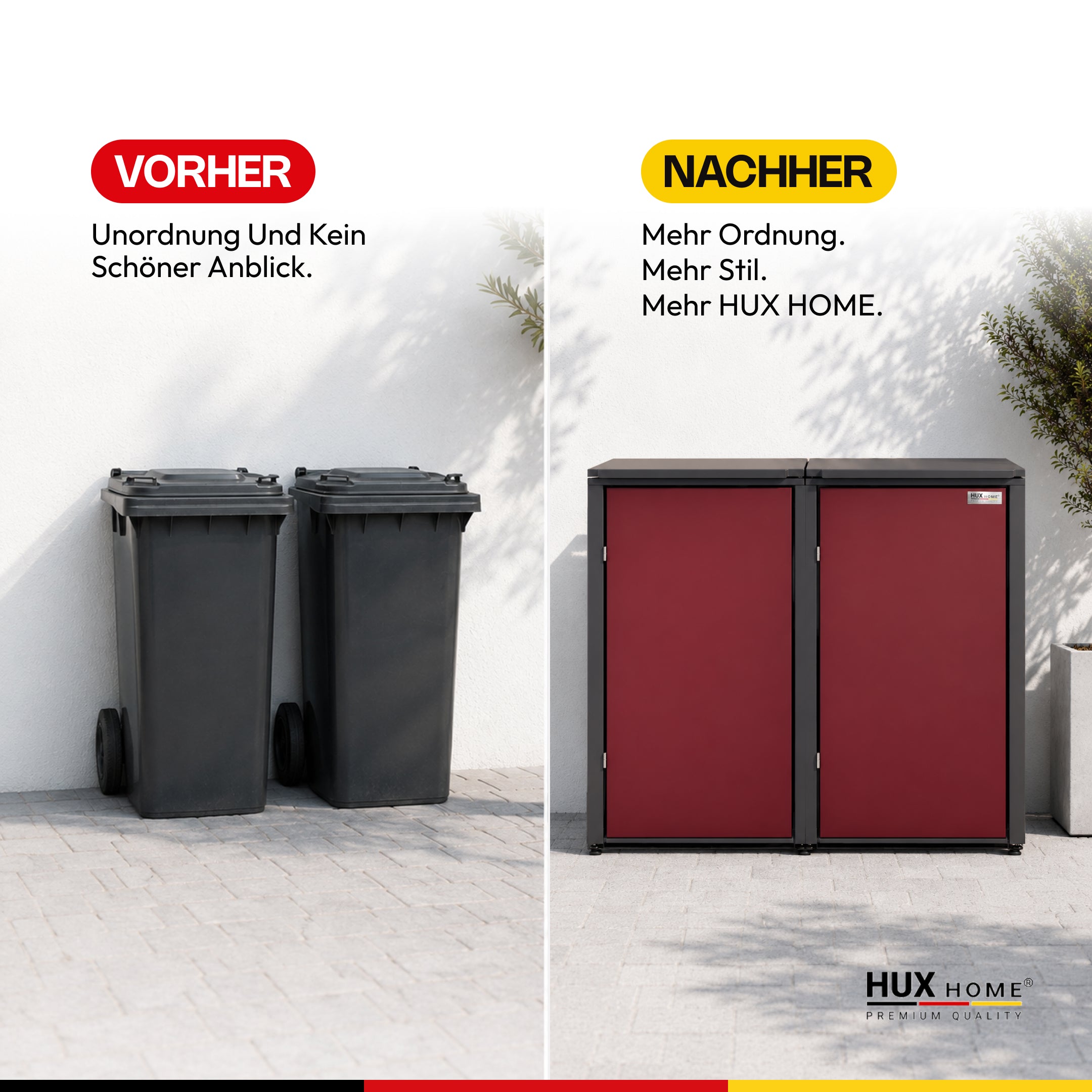 HUX-HOME® München Mülltonnenbox / Mülltonnenverkleidung für 240L Tonnen