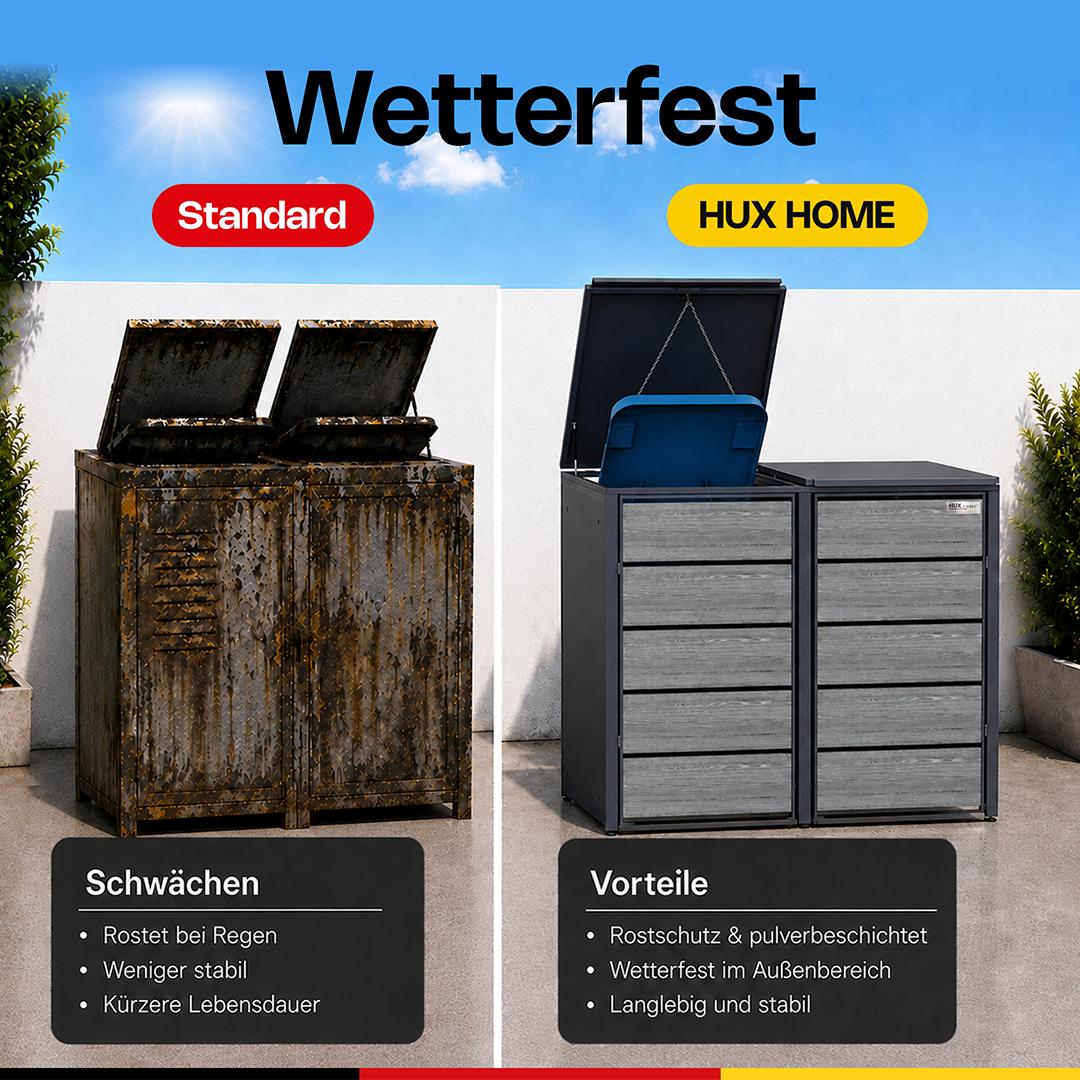 HUX-HOME® Düsseldorf wheelie bin box / wheelie bin enclosure for 240 L bins V.2