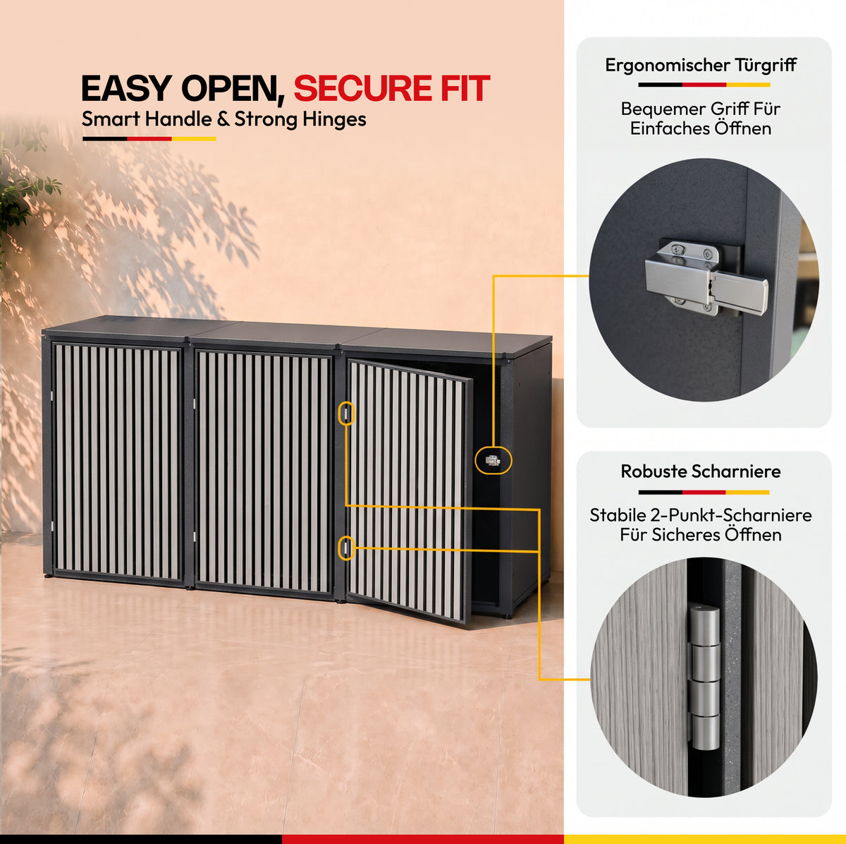 HUX-HOME® Bremen Mülltonnenbox / Mülltonnenverkleidung für 240L Tonnen
