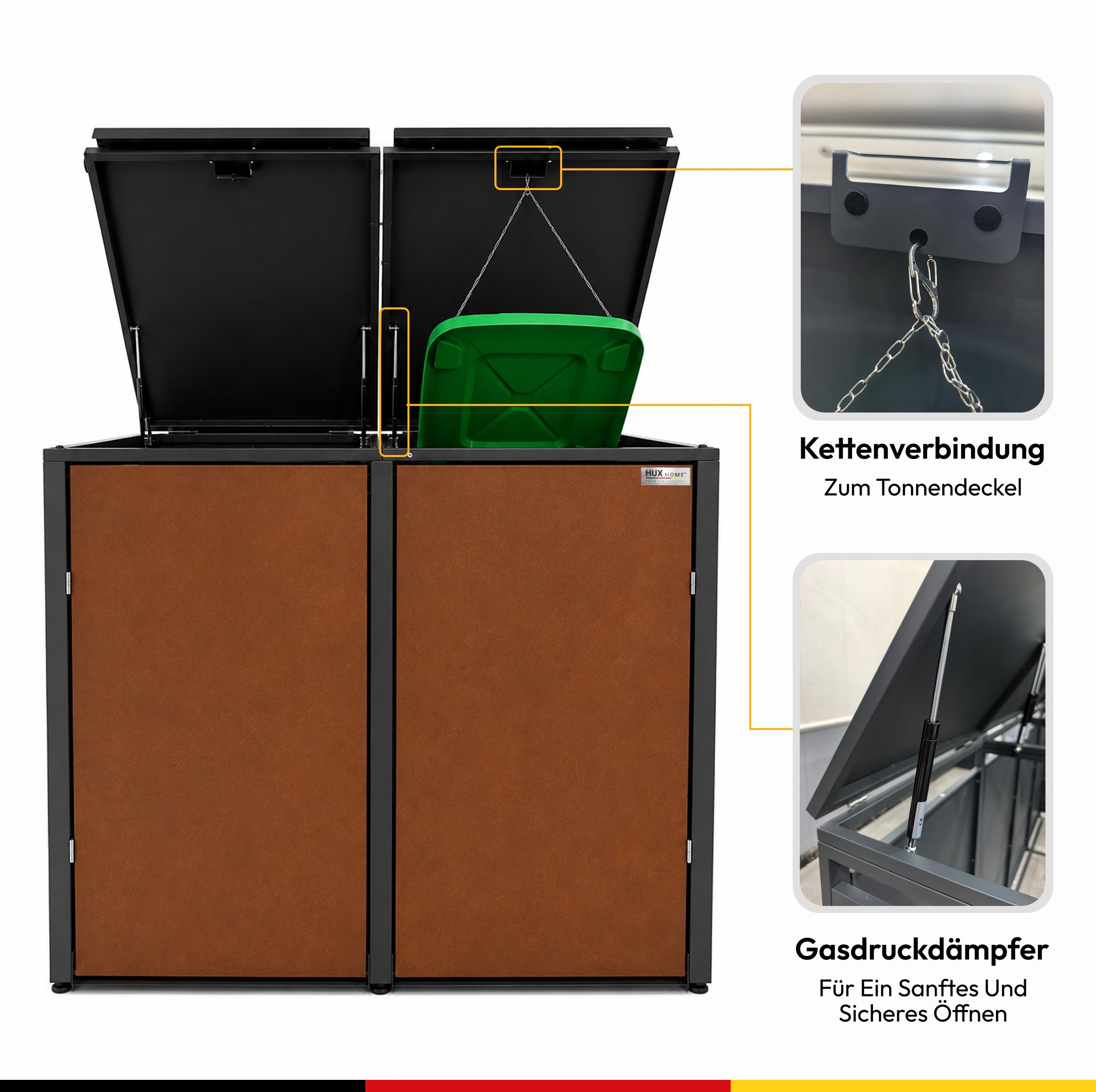 HUX-HOME® Hamburg Mülltonnenbox / Mülltonnenverkleidung für 240L Tonnen