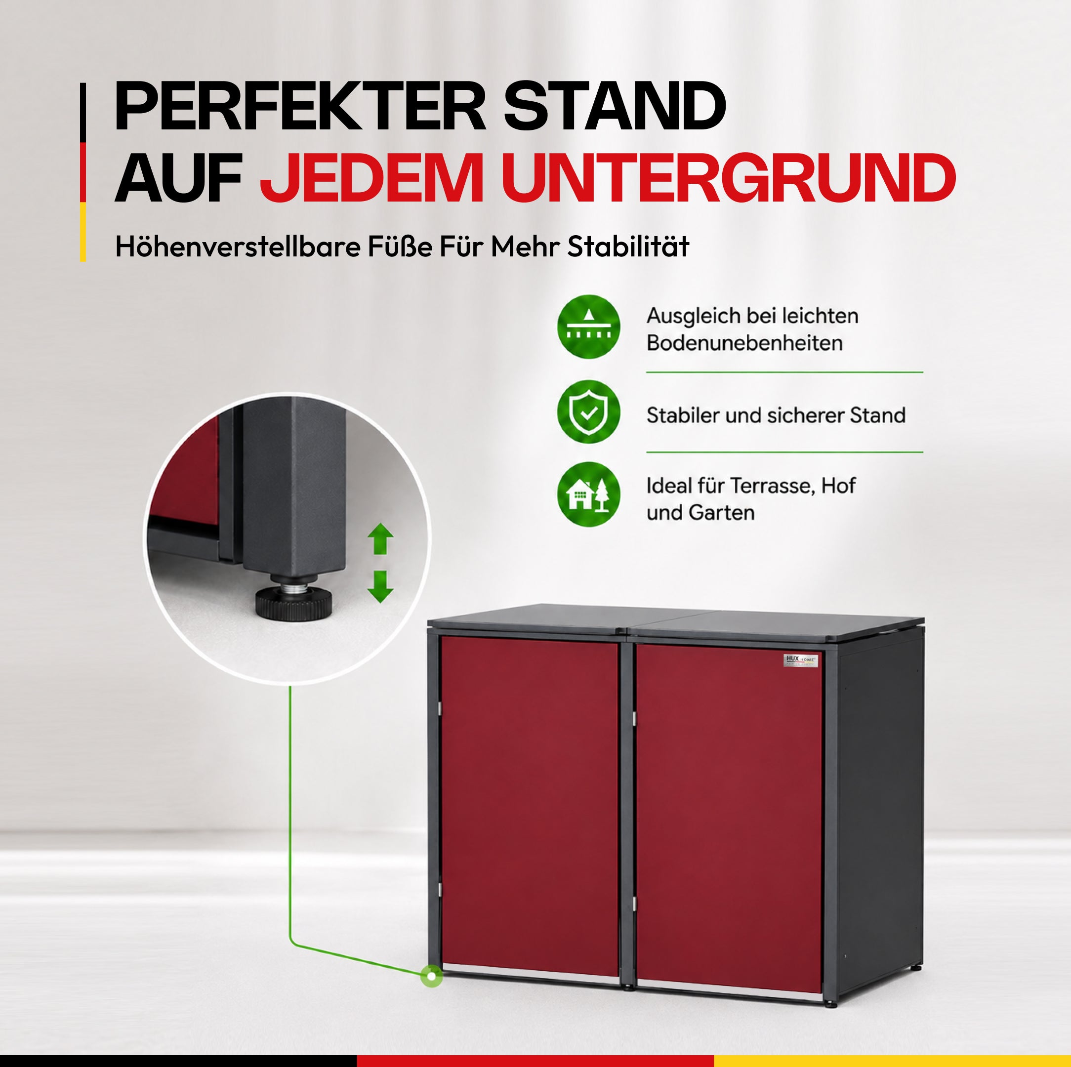 HUX-HOME® München Mülltonnenbox / Mülltonnenverkleidung für 240L Tonnen