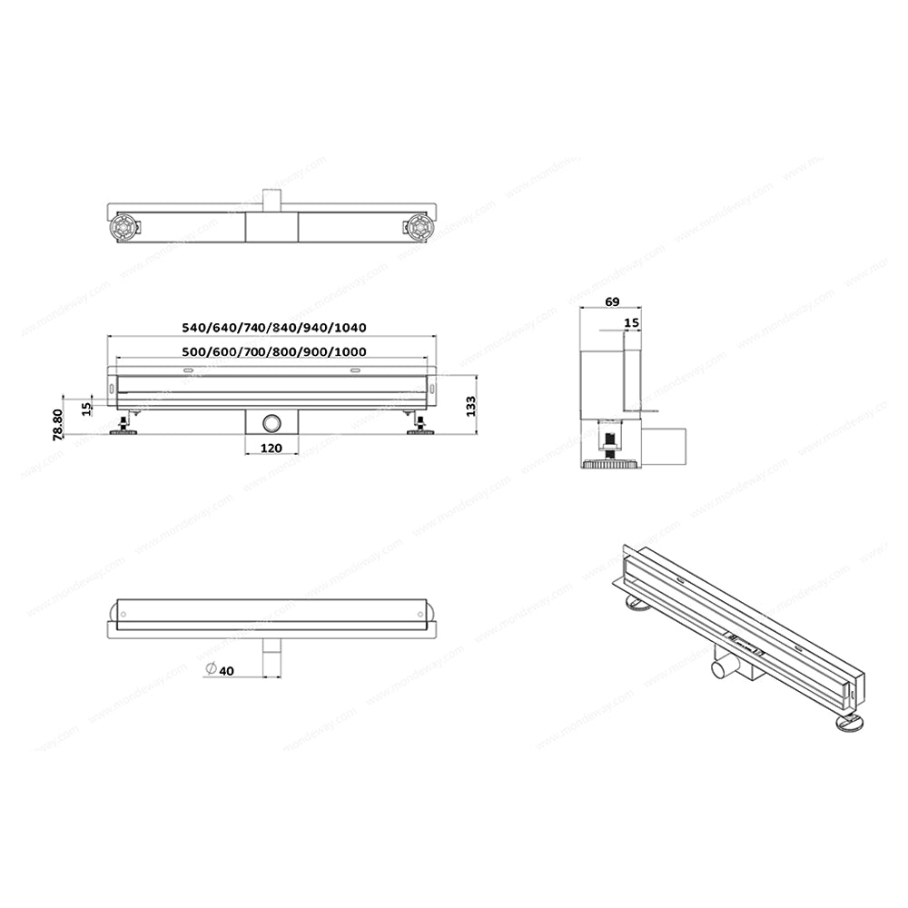 HUX-HOME® PREMIUM K Duschrinne Wandeinlass befliesbar 60-80 cm aus Edelstahl nach DIN18534