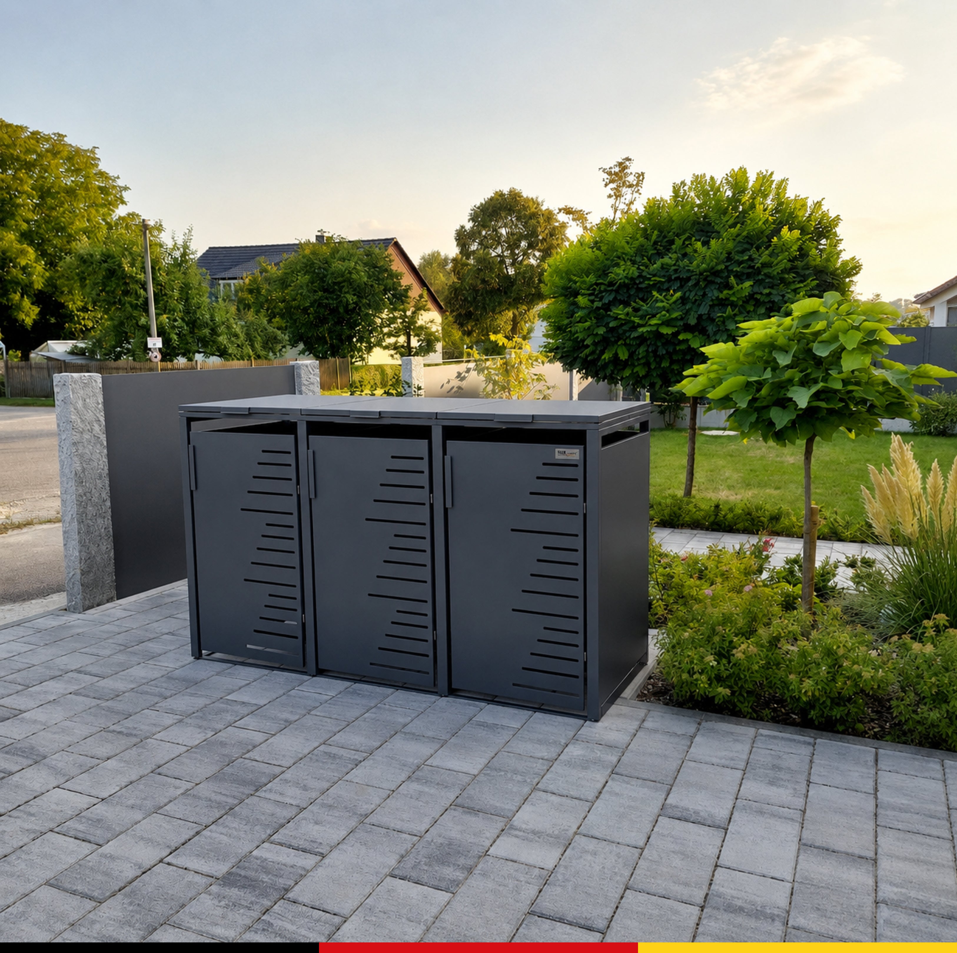 HUX-HOME® Köln V.1 Premium-Mülltonnenbox im exklusiven, minimalistischen Design | Mülltonnenverkleidung für 240-L-Tonnen
