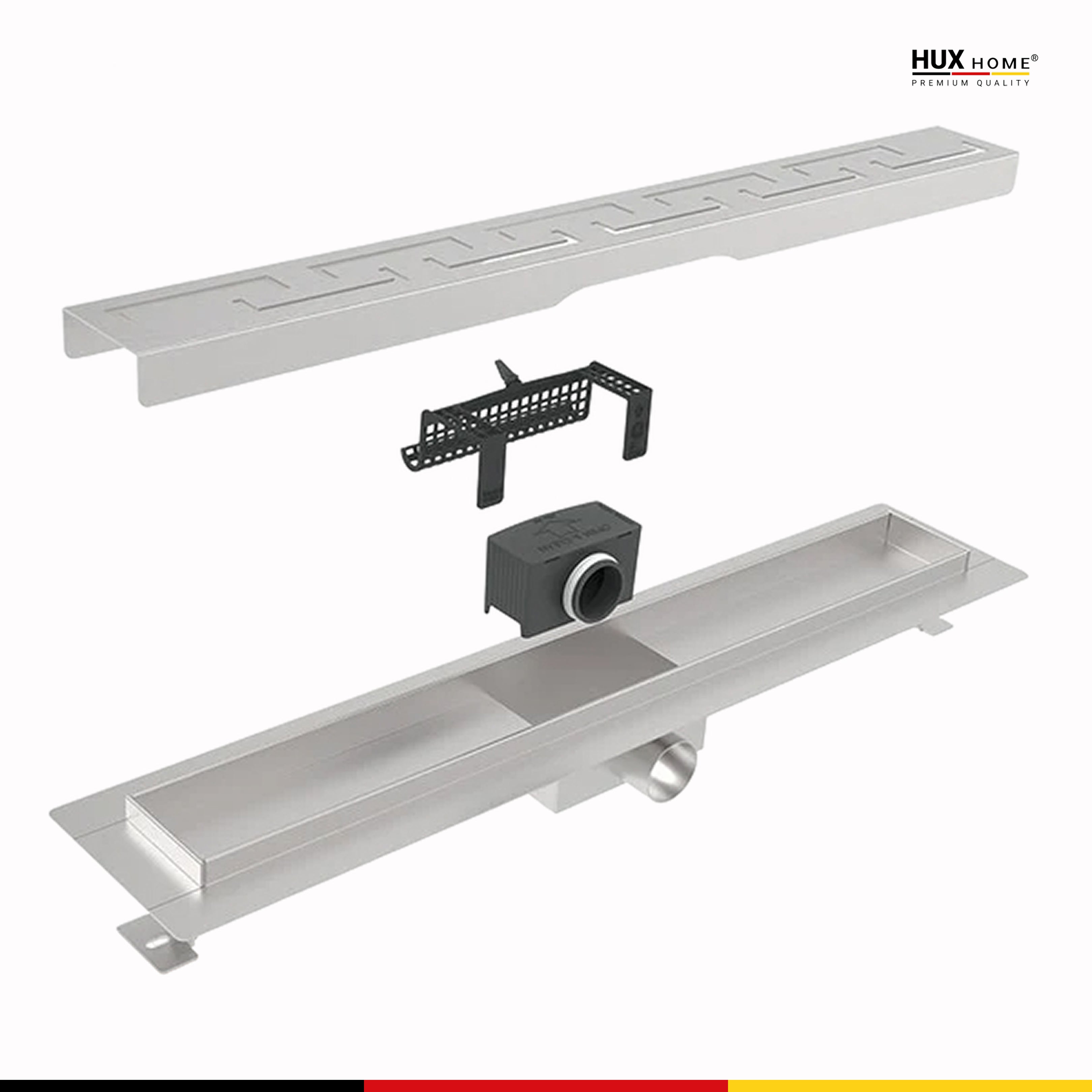 HUX-HOME® PREMIUM K tileable shower channel 60-120 cm made of stainless steel according to DIN18534