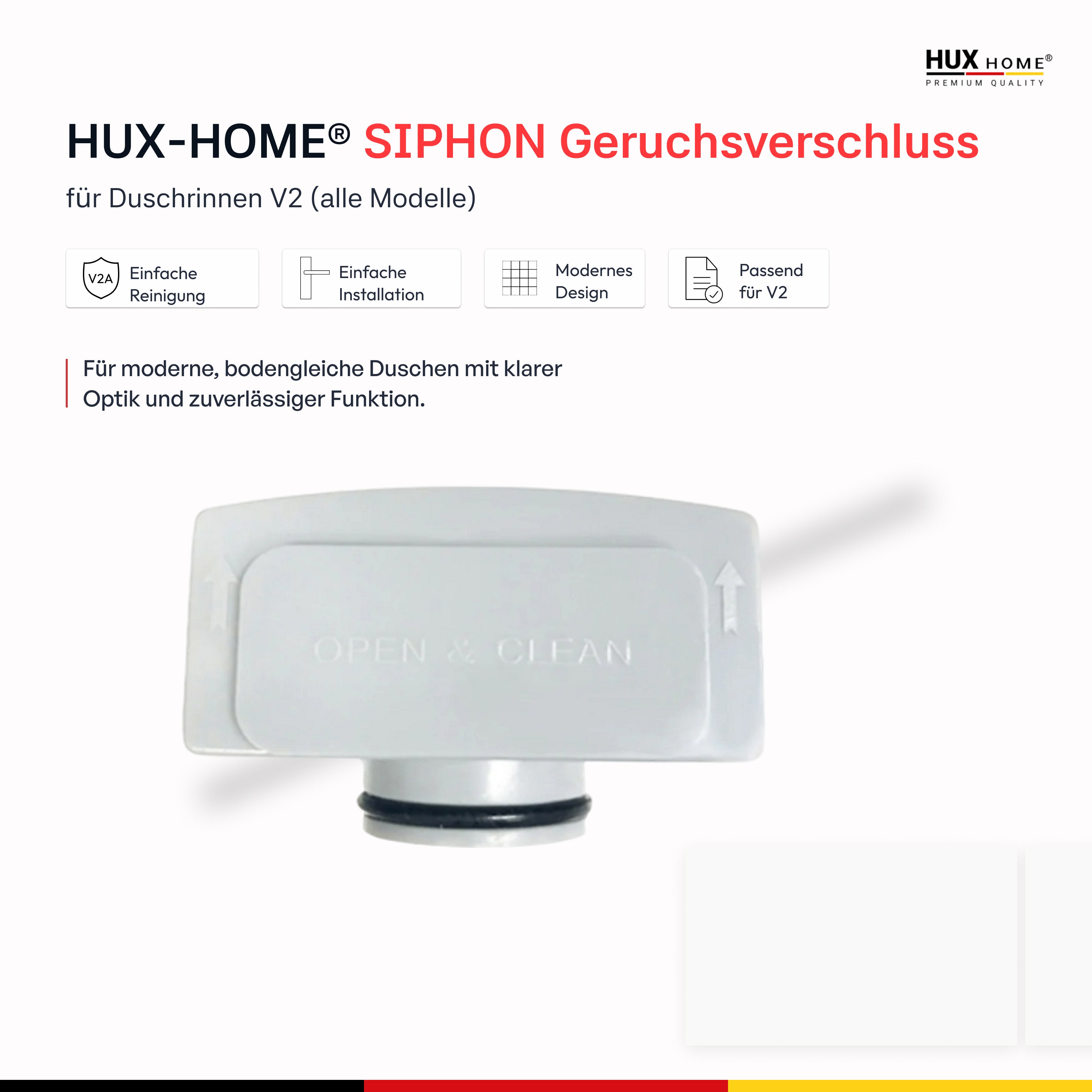 HUX-HOME® SIPHON Geruchsverschluss für Duschrinnen V2 (alle Modelle)