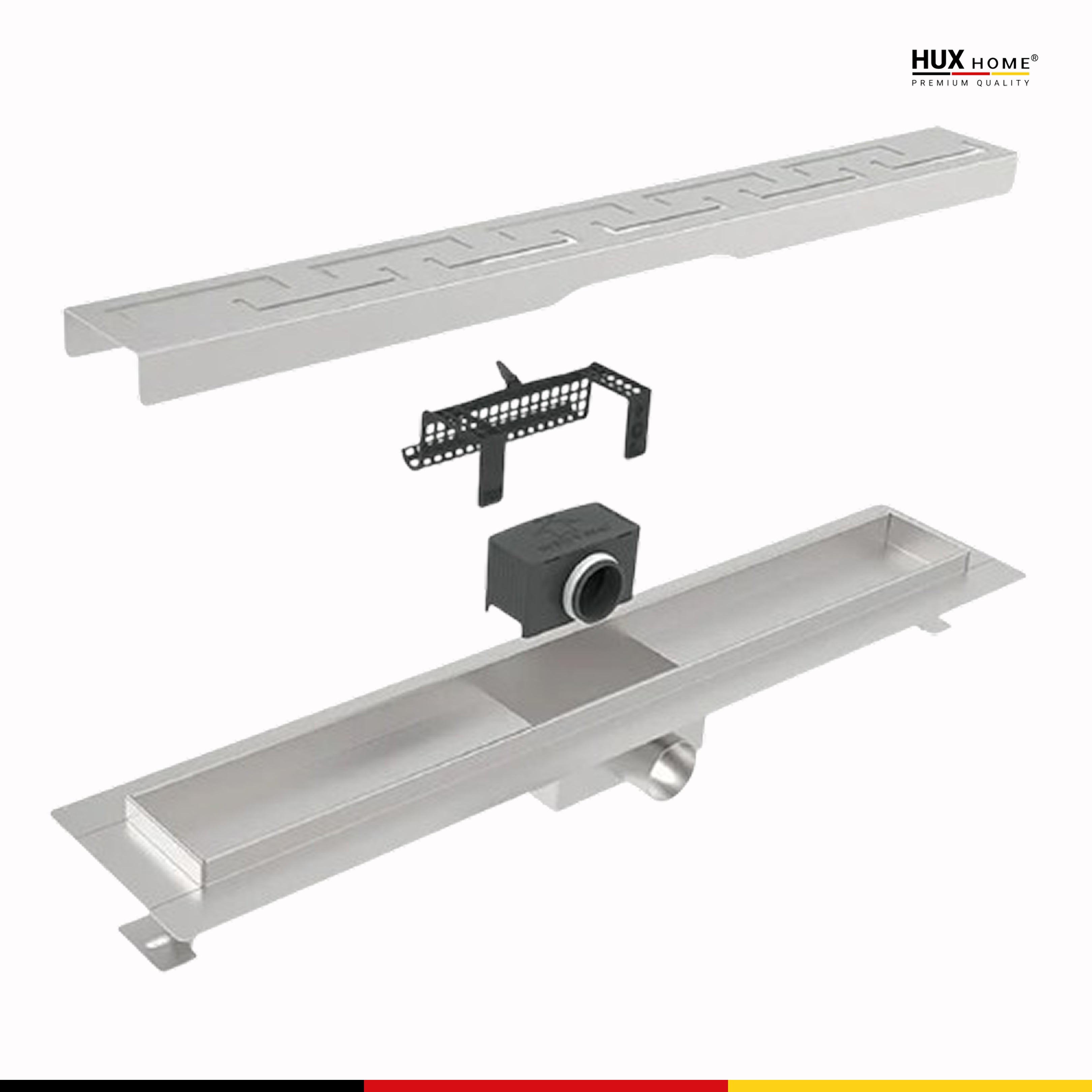 HUX-HOME® PREMIUM K Greek shower channel 60-120 cm made of stainless steel according to DIN18534