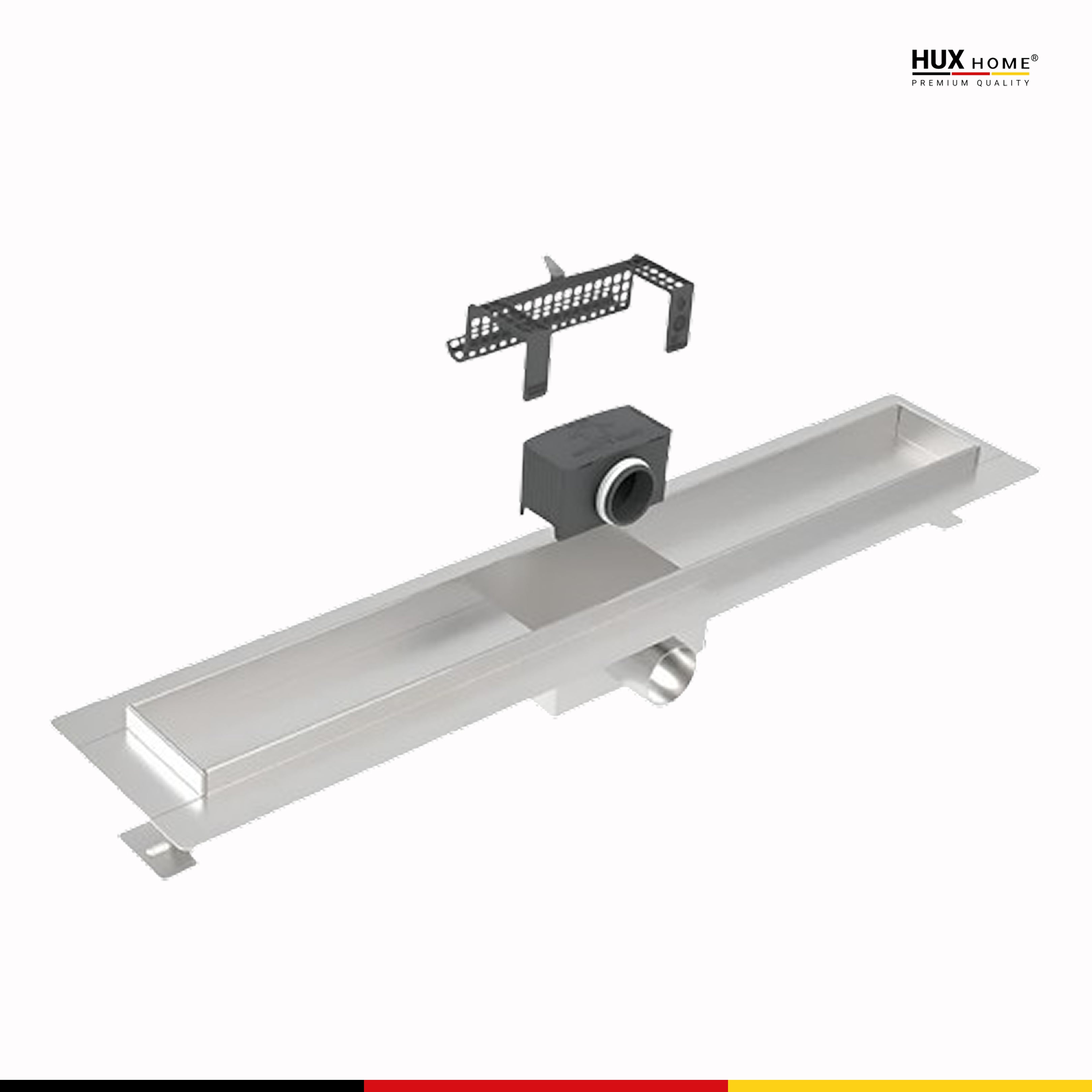 HUX-HOME® PREMIUM K shower channel, 3-row perforated, 60-120 cm, made of stainless steel according to DIN18534