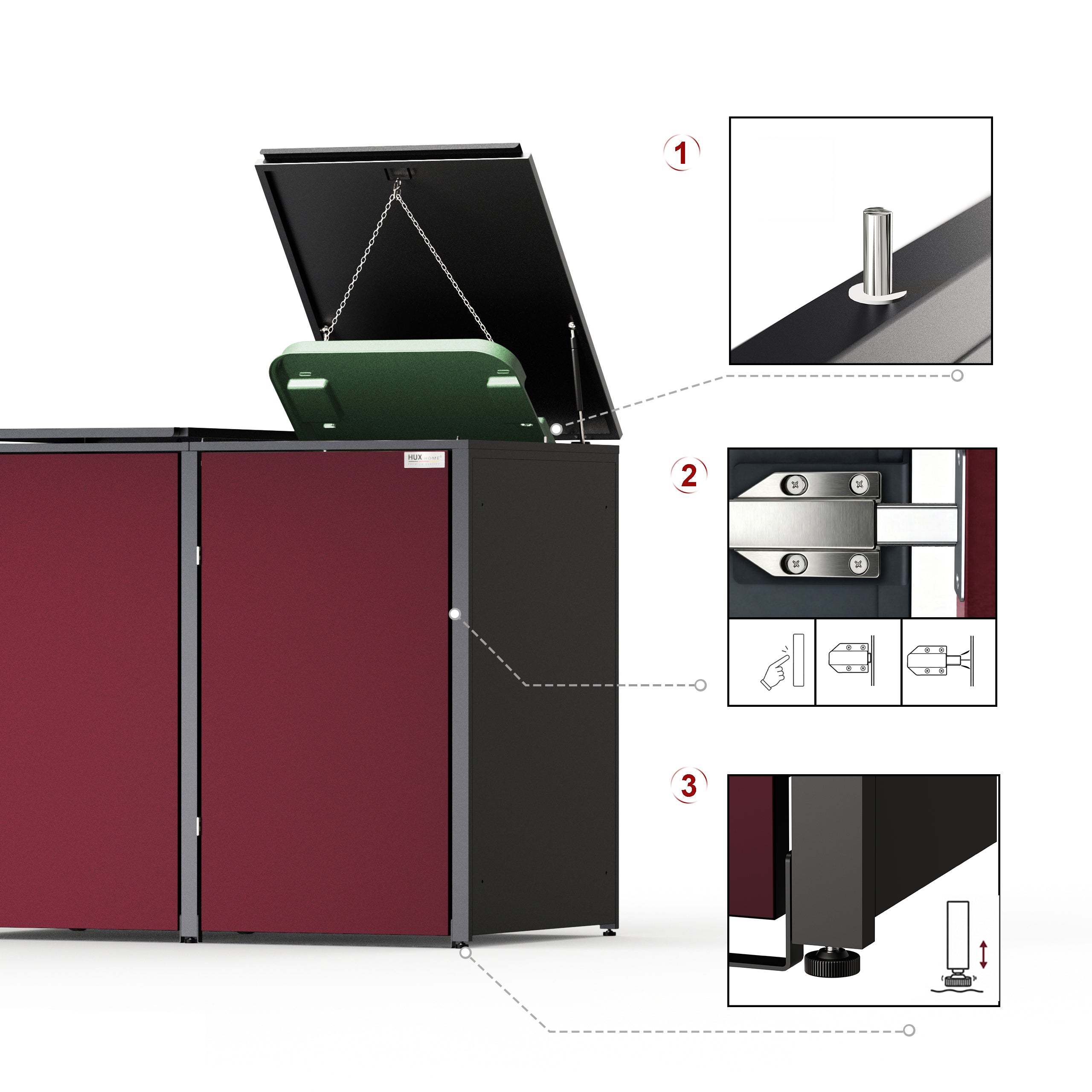 HUX-HOME® München wheelie bin box / wheelie bin enclosure for 240 L bins