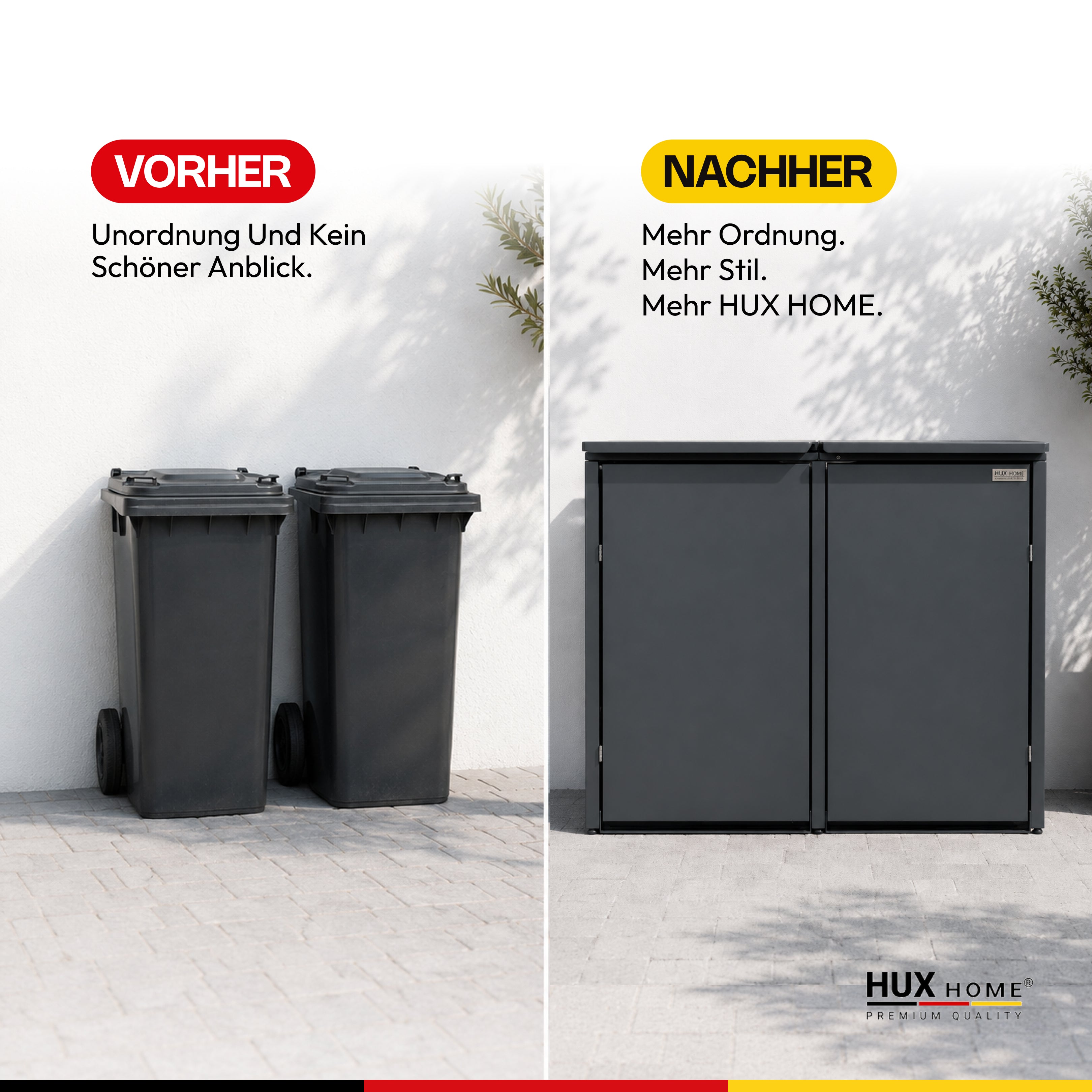 HUX-HOME® Berlin Mülltonnenbox / Mülltonnenverkleidung für 240L Tonnen