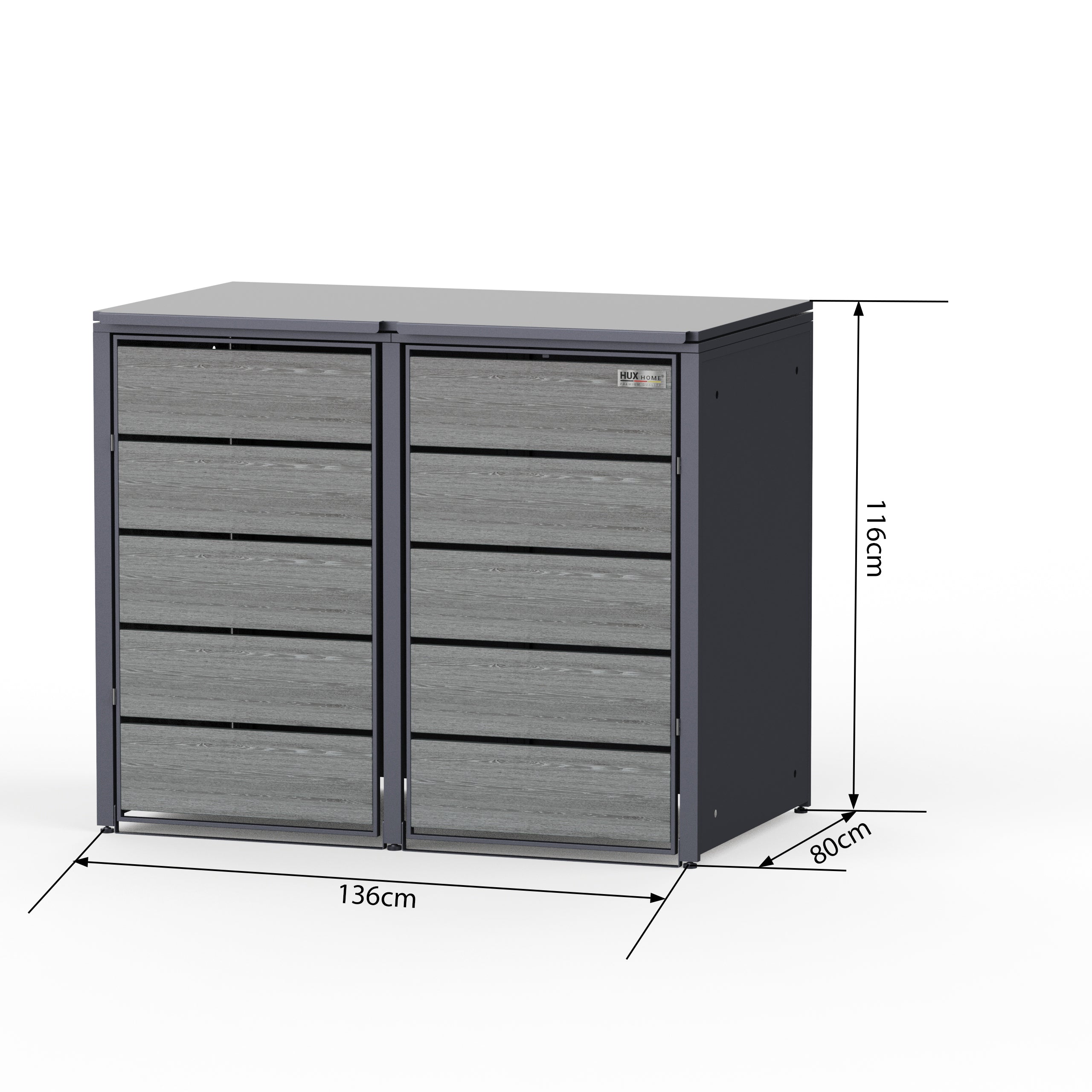 HUX-HOME® Düsseldorf wheelie bin box / wheelie bin enclosure for 240 L bins V.2