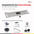 HUX-HOME® PREMIUM G tileable shower channel, 60-120 cm, made of stainless steel, compliant with DIN18534