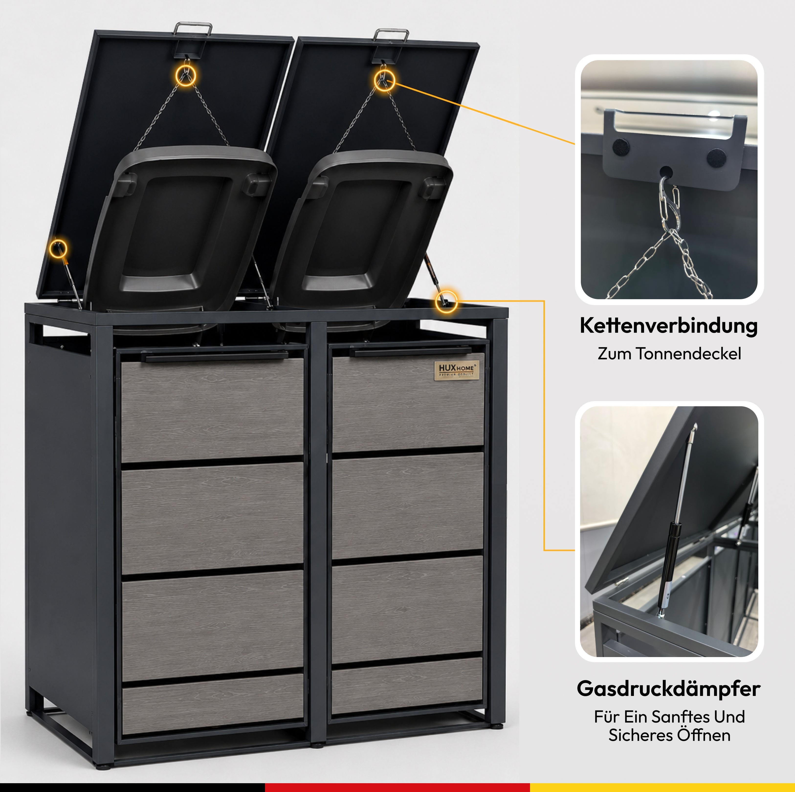 HUX-HOME® Düsseldorf Mülltonnenbox / Mülltonnenverkleidung für 240L Tonnen