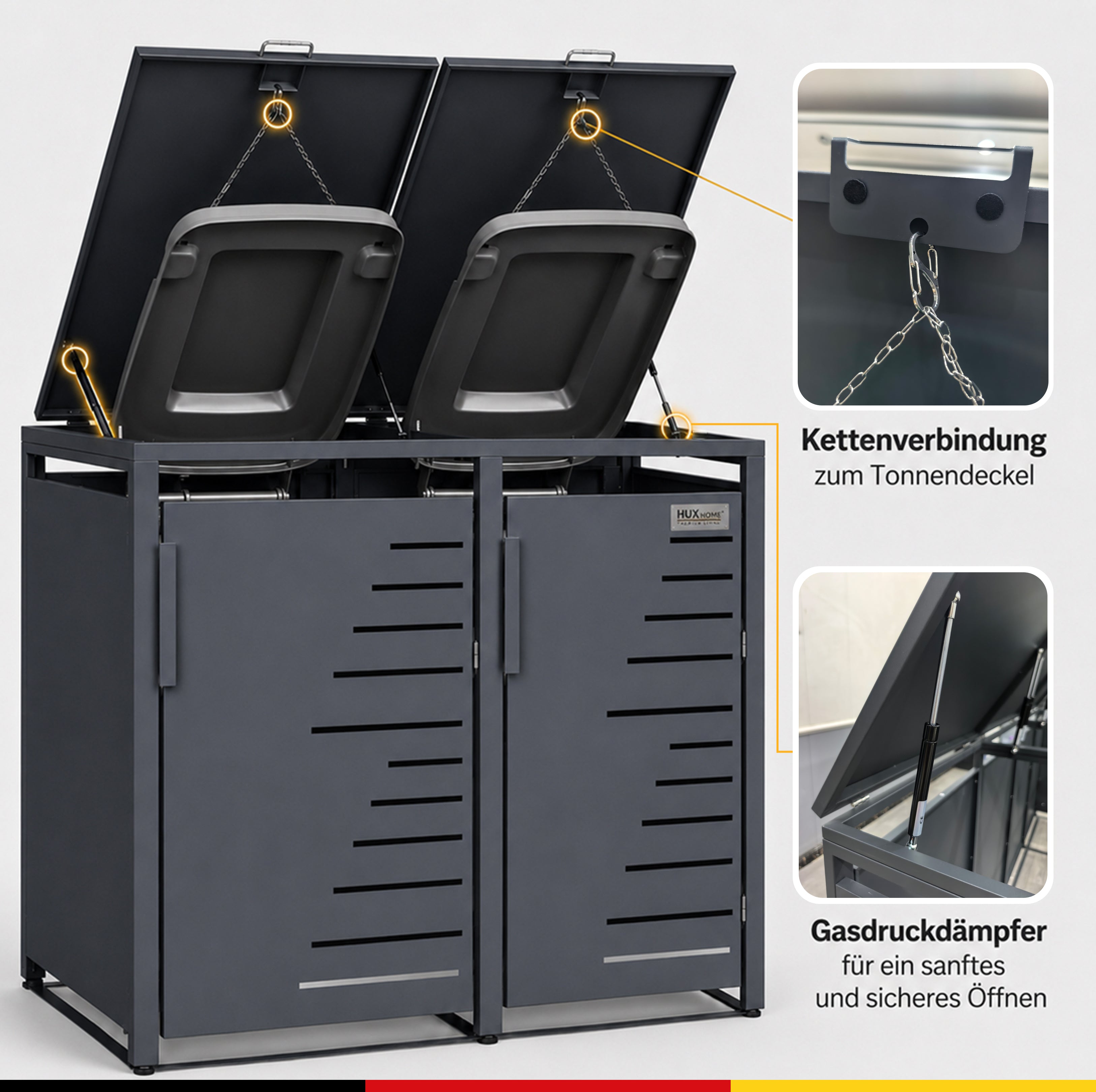 HUX-HOME® Köln Mülltonnenbox / Mülltonnenverkleidung für 240L Tonnen