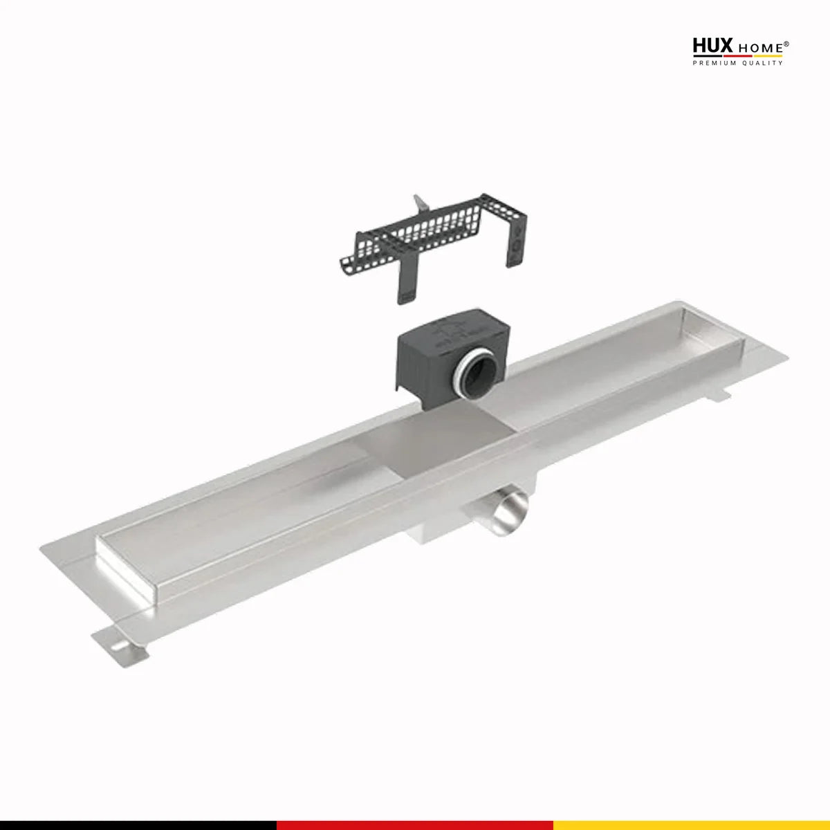 HUX-HOME® PREMIUM K shower channel, 3-row slotted, 60-120 cm, made of stainless steel according to DIN18534