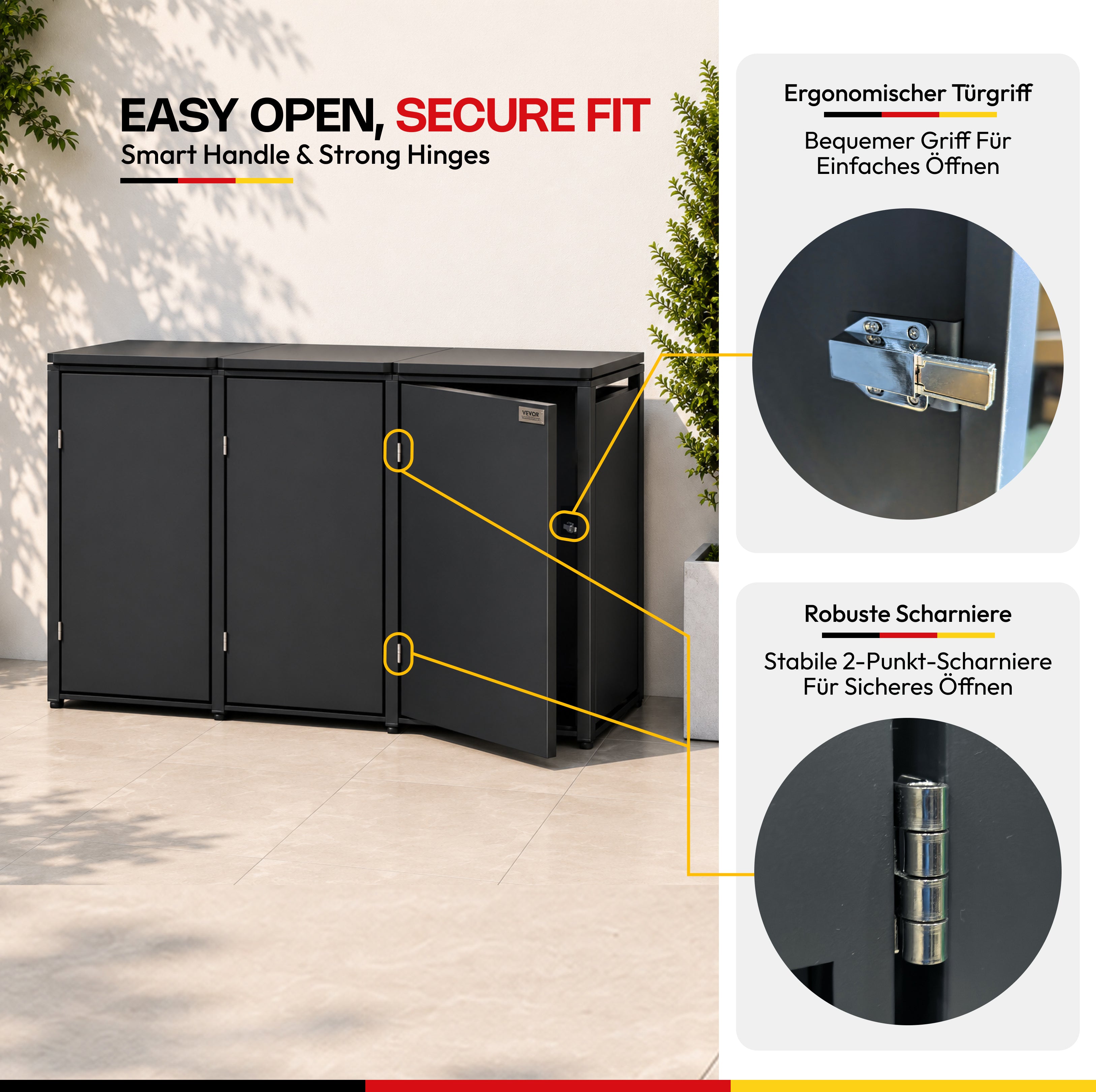 HUX-HOME® Berlin Mülltonnenbox / Mülltonnenverkleidung für 240L Tonnen