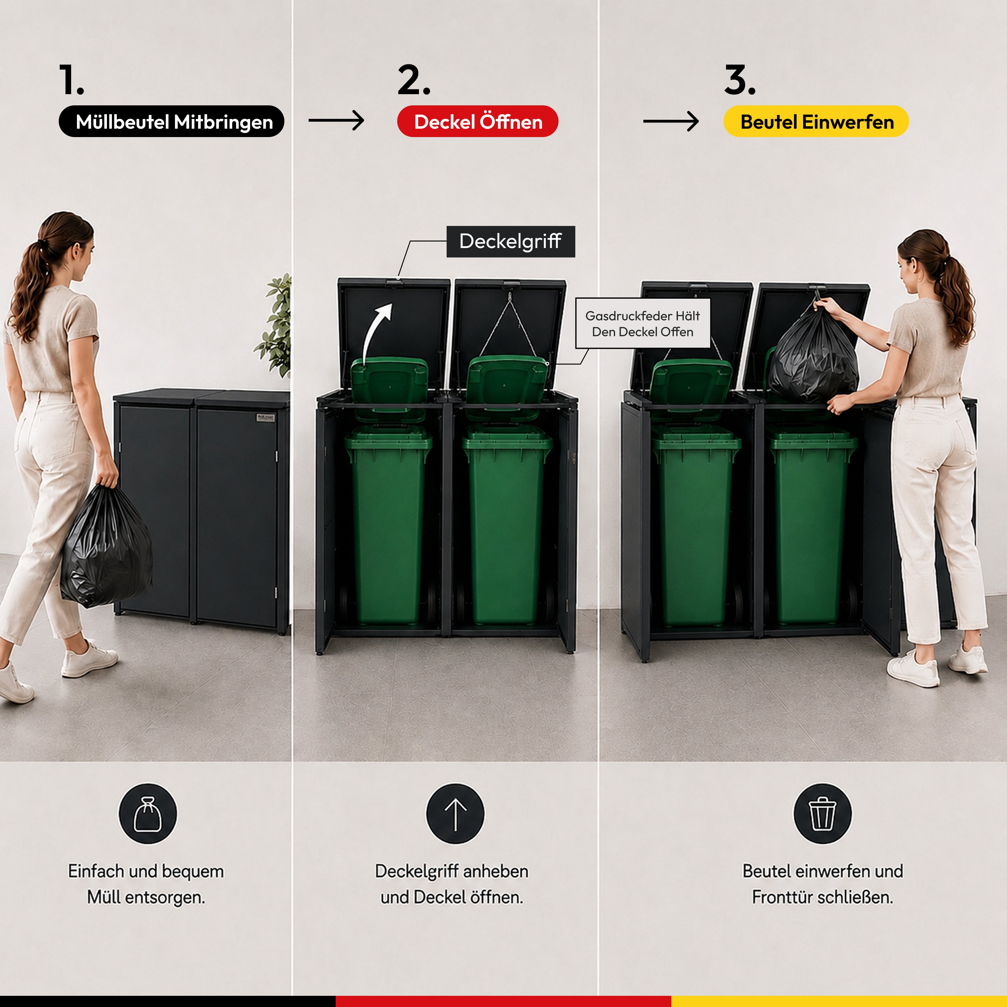 HUX-HOME® Berlin Mülltonnenbox / Mülltonnenverkleidung für 240L Tonnen