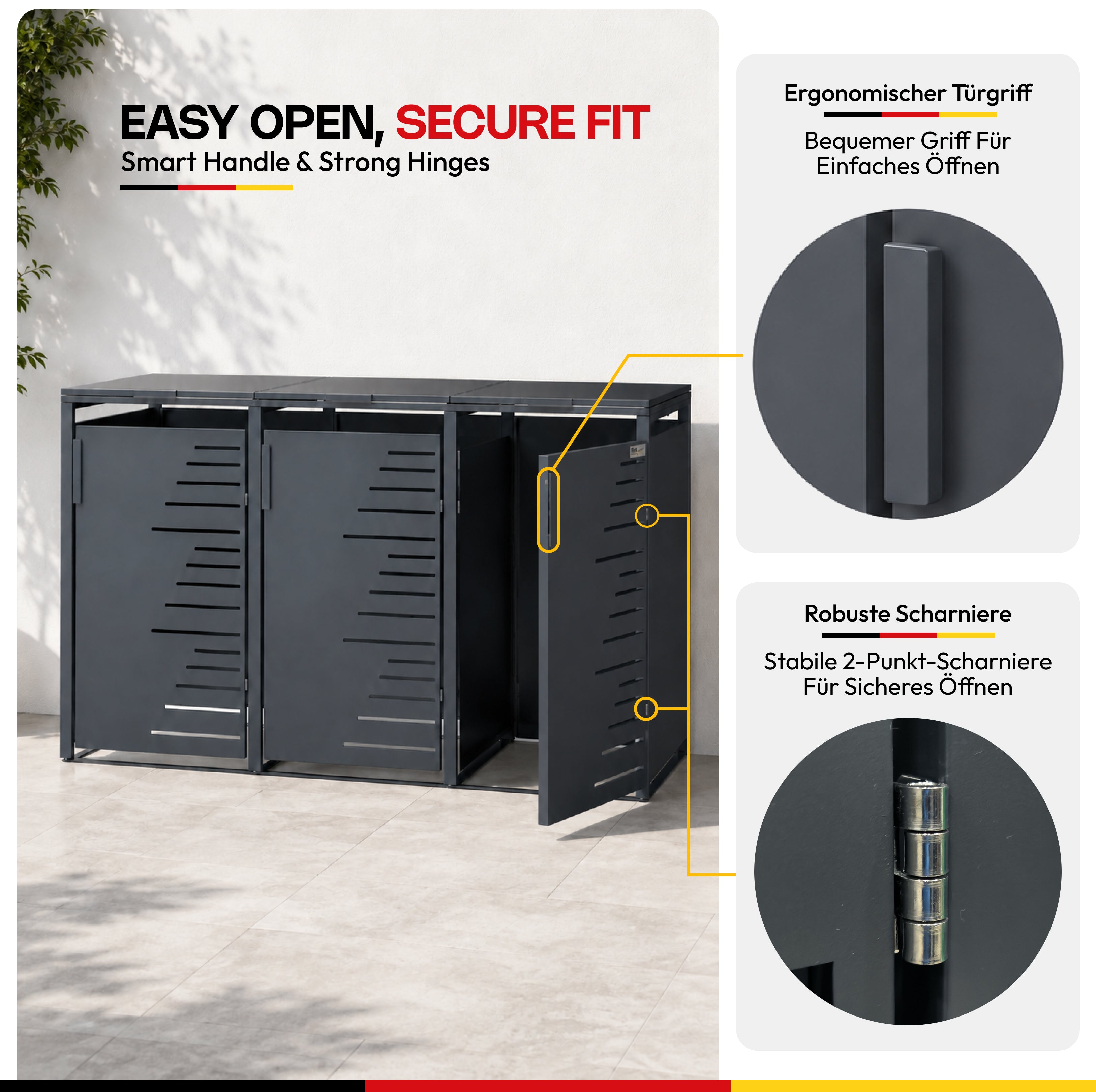 HUX-HOME® Köln Mülltonnenbox / Mülltonnenverkleidung für 240L Tonnen