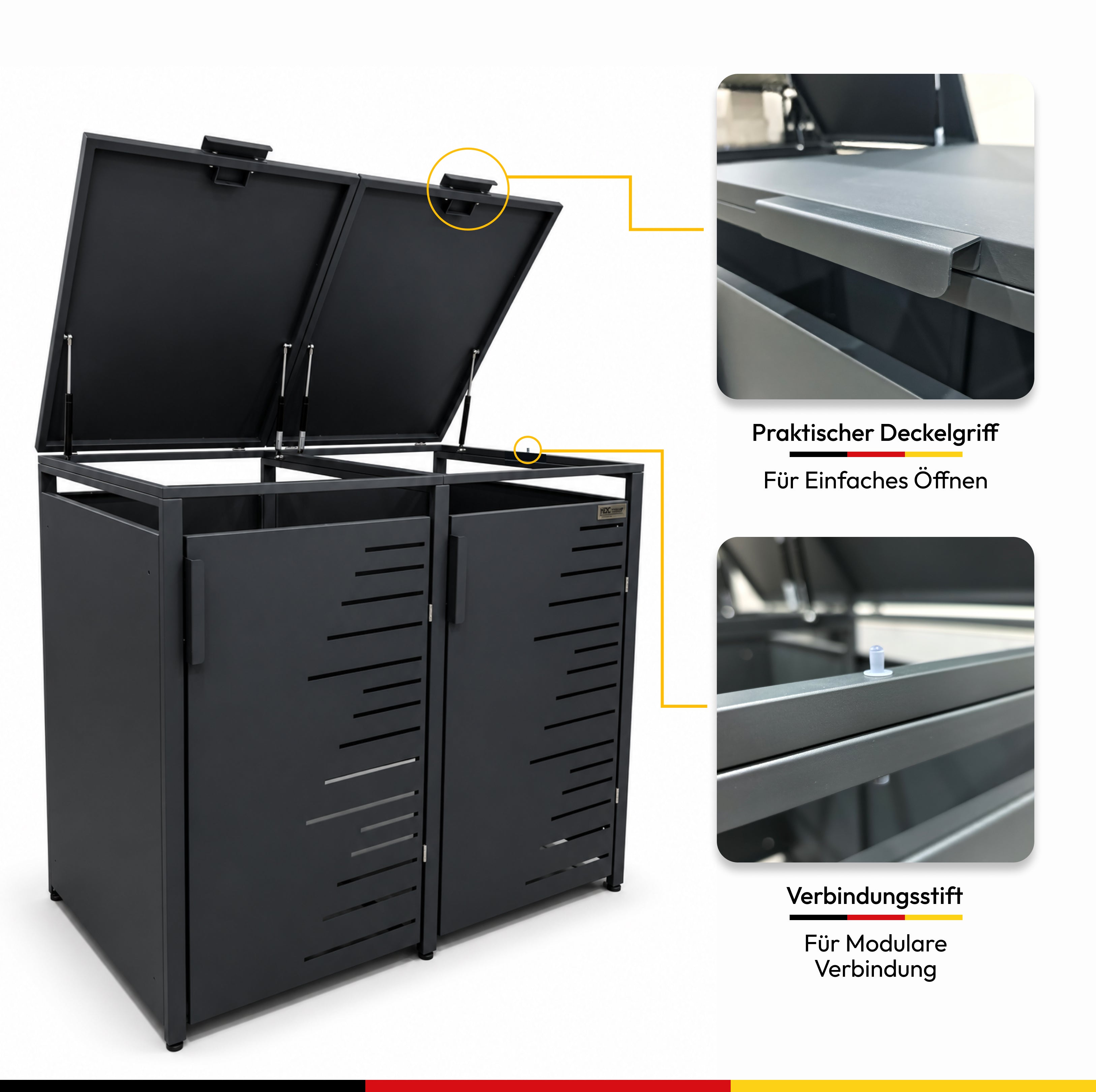 HUX-HOME® Köln Mülltonnenbox / Mülltonnenverkleidung für 240L Tonnen