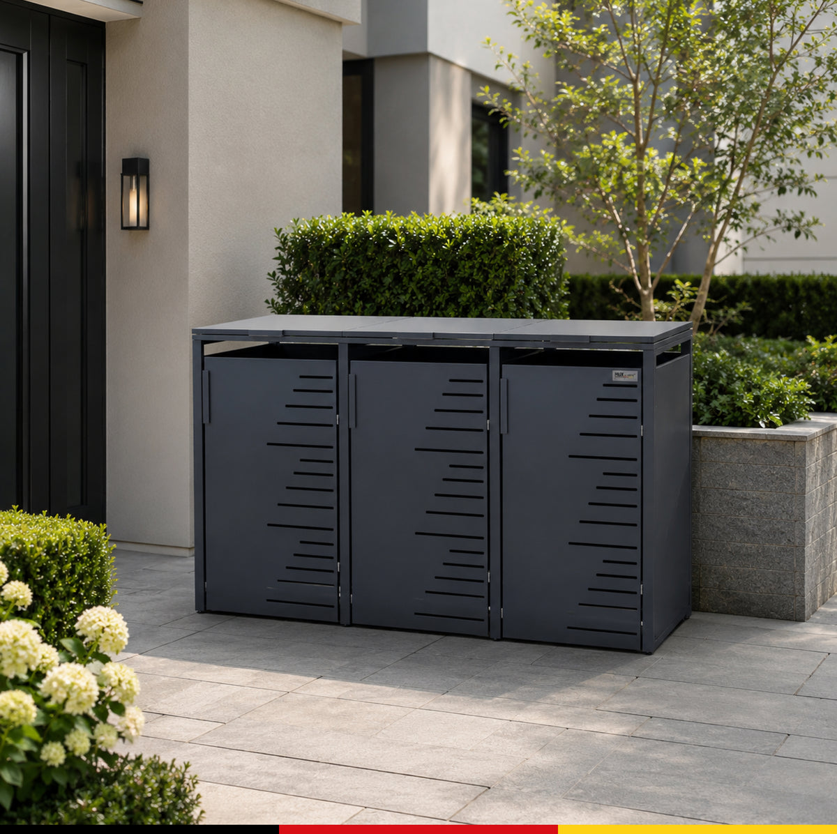 HUX-HOME® Köln V.1 Premium-Mülltonnenbox im exklusiven, minimalistischen Design | Mülltonnenverkleidung für 240-L-Tonnen