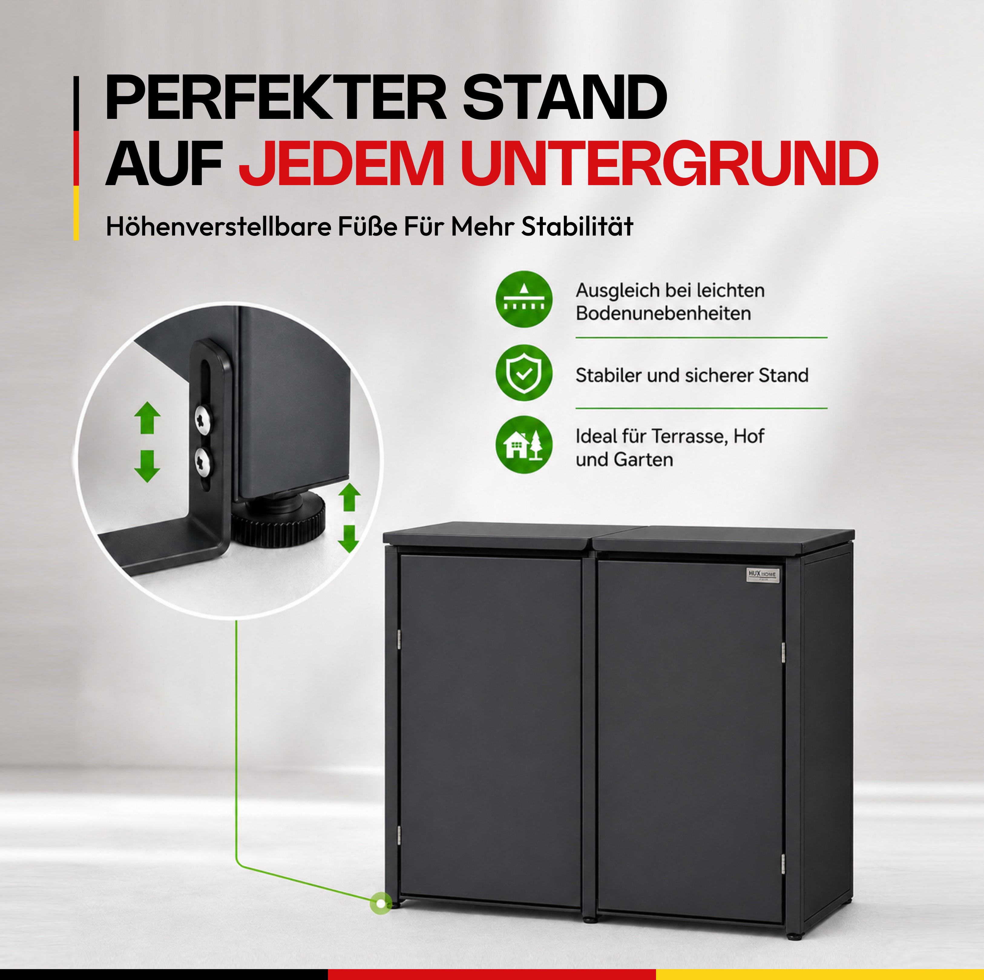HUX-HOME® Berlin Mülltonnenbox / Mülltonnenverkleidung für 240L Tonnen