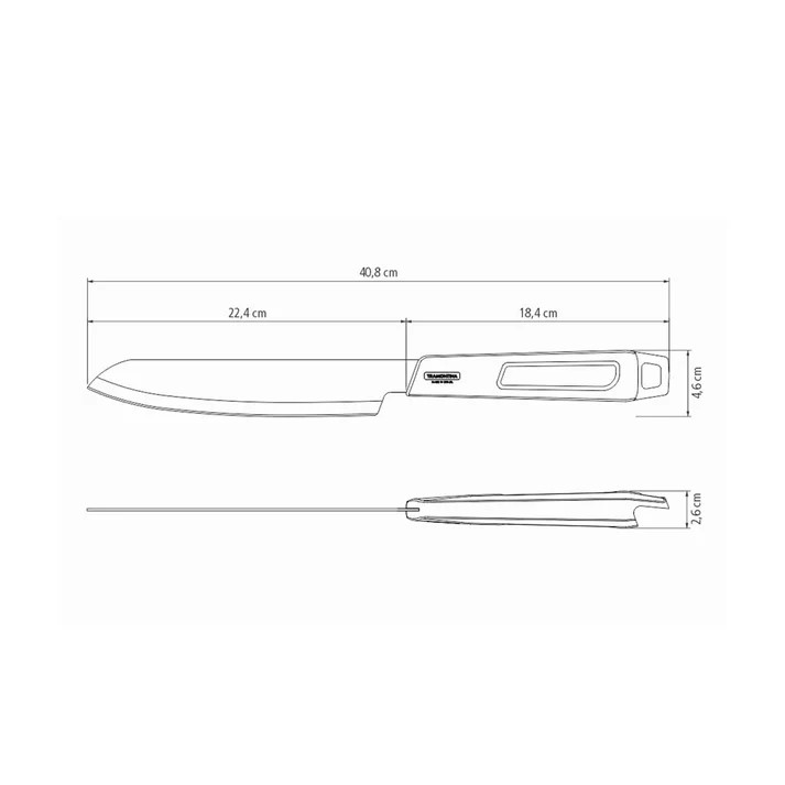 Tramontina CHURRASCO BLACK Grillmesser 22 cm BBQ Profi Messer Rostfreier Edelstahl