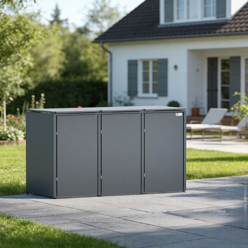 HUX-HOME Berlin Mülltonnenbox 3er Set Anthrazit