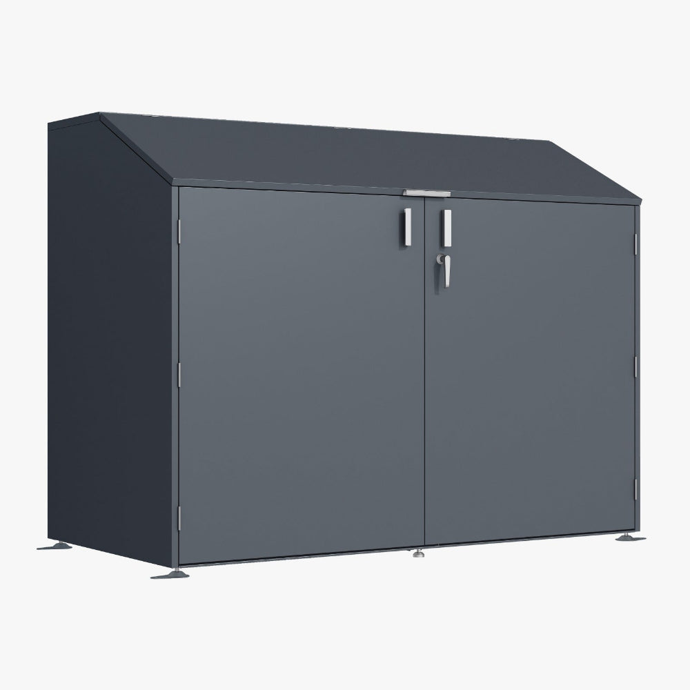 HUX-HOME® Fahrradgarage für bis zu 4 Fahrräder  Premium Fahrradbox aus verzinktem Stahl | separater Stauraum | abschließbar | wettergeschützt