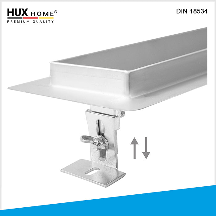 Basis HUX HOME® PREMIUM Duschrinne aus Edelstahl V2A DIN 18534 konform Model K