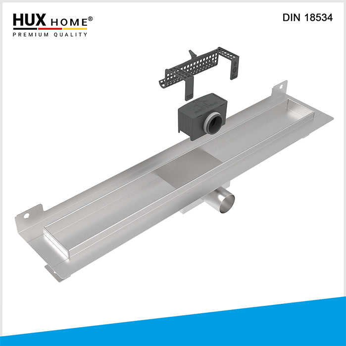 HUX HOME Duschrinne Model G im Set – Abdeckung, Siphon und Einbauteile 