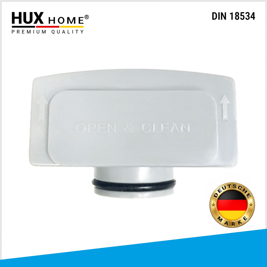 Siphon, Duschsiphon, HUX HOME, Geruchsverschluss, Duschrinne V2, Open & Clean, Abfluss, Geruchsstopp, Ersatzteil Dusche, DIN 18534, Kunststoff, wartungsarm, pflegeleicht, kompatibel, Duschrinnen Zubehör