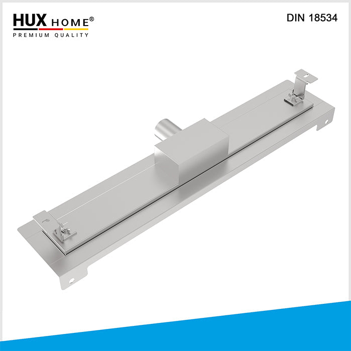Basis Duschrinnen montage, HUX HOME Duschrinne, Edelstahl, Duschrinne,  wandnahe Montage, DIN 18534,   60 cm, 70 cm, 80 cm, 90 cm, 100 cm, 120 cm