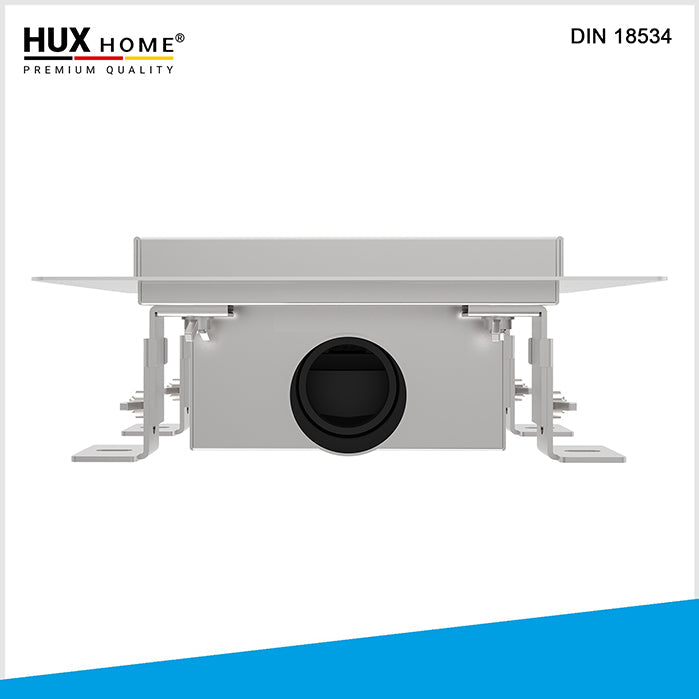 HUX HOME® PREMIUM Duschrinne aus Edelstahl V2A Ansicht von seite DIN 18534 konform Model Q