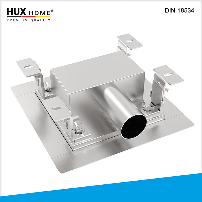 HUX HOME® PREMIUM Duschrinne aus Edelstahl V2A Ansicht von unten DIN 18534 konform Model Q