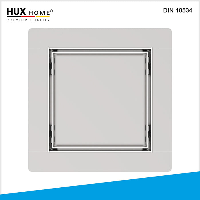 HUX HOME® PREMIUM Duschrinne aus Edelstahl V2A mit befliesbar Abdeckung, Ansicht von oben DIN 18534 konform Model Q