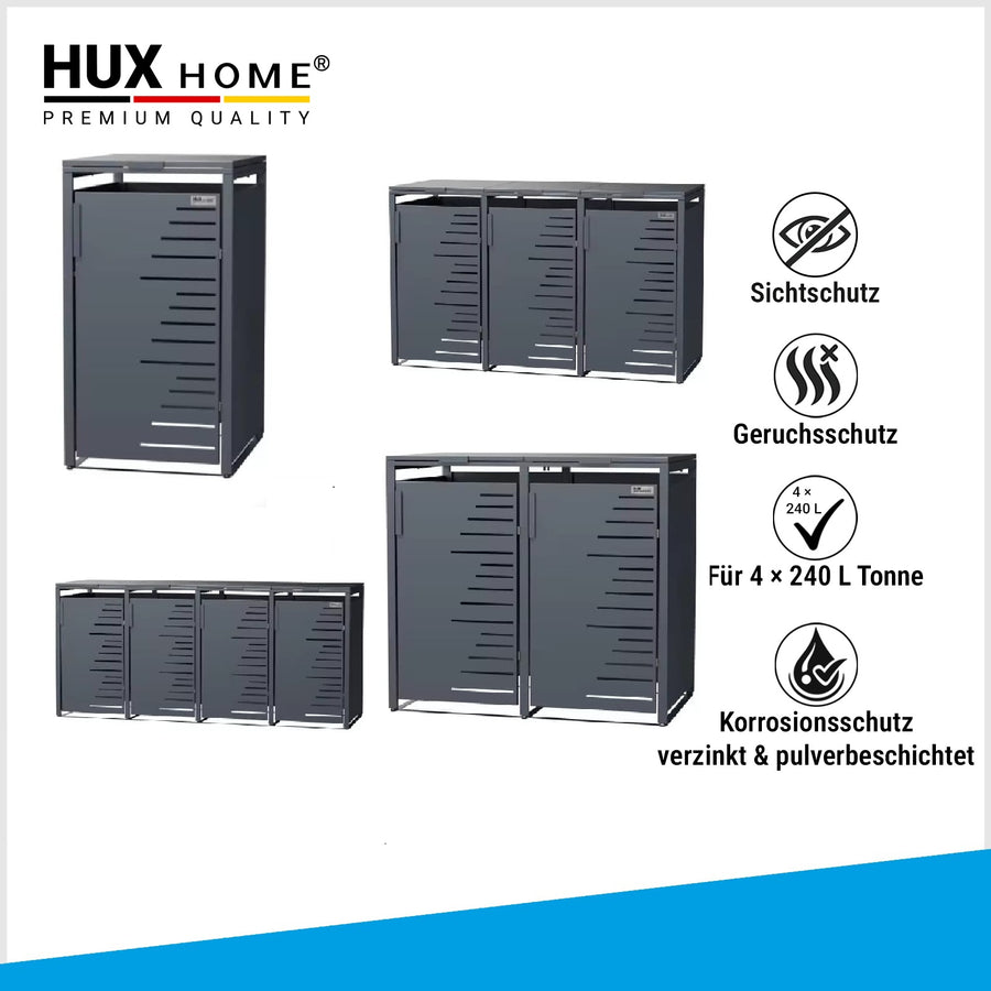 HUX-HOME® Köln Mülltonnenbox / Mülltonnenverkleidung für 240L Tonnen
