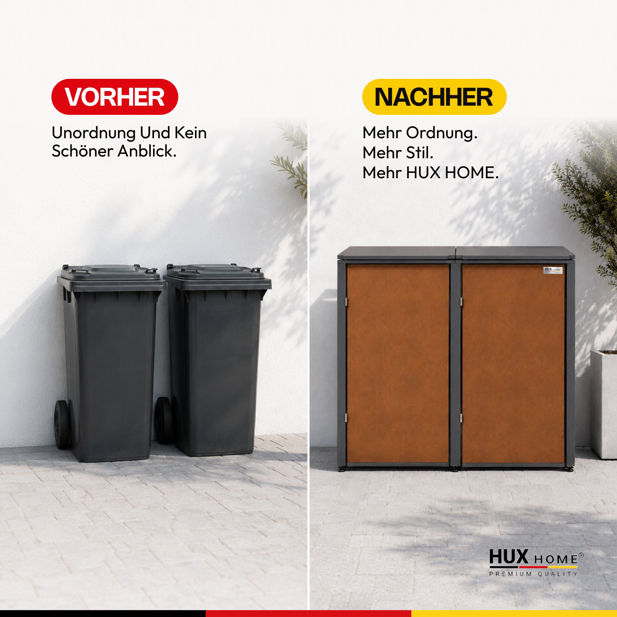 HUX-HOME®  Hamburg Mülltonnenbox / Mülltonnenverkleidung für 240L Tonnen