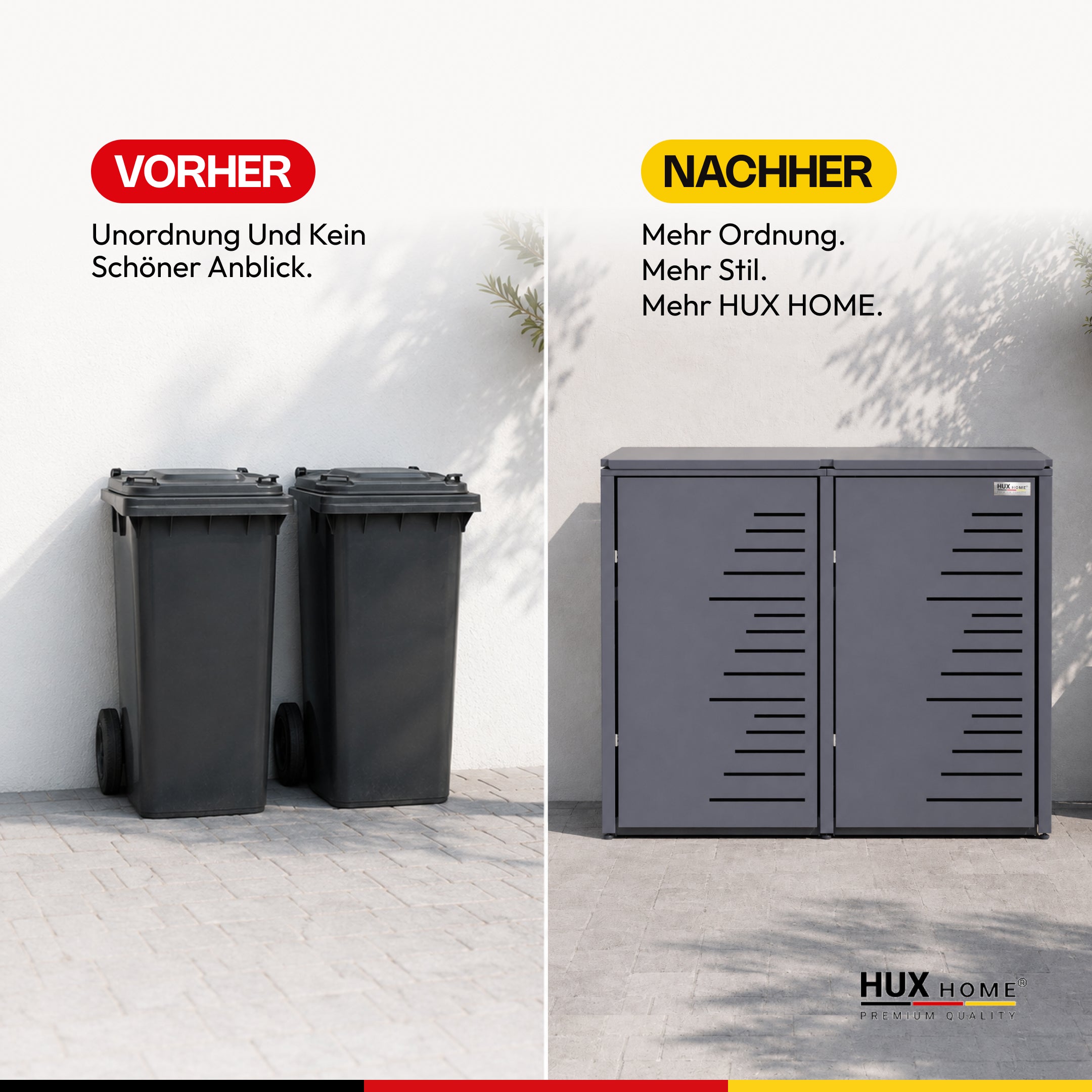 HUX-HOME® Köln Mülltonnenbox / Mülltonnenverkleidung für 240L Tonnen V.2